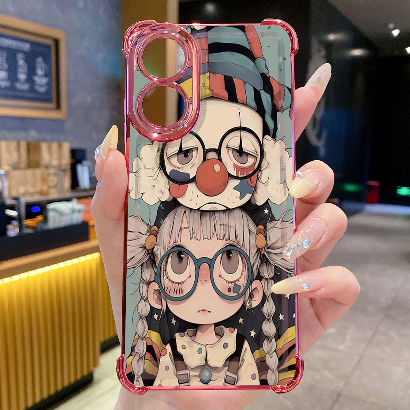 for OPPO A38 A5 Pro Realme C63 C51 C75 VIVO Plating Phone Case Shockproof Cover Cute Evil Clown