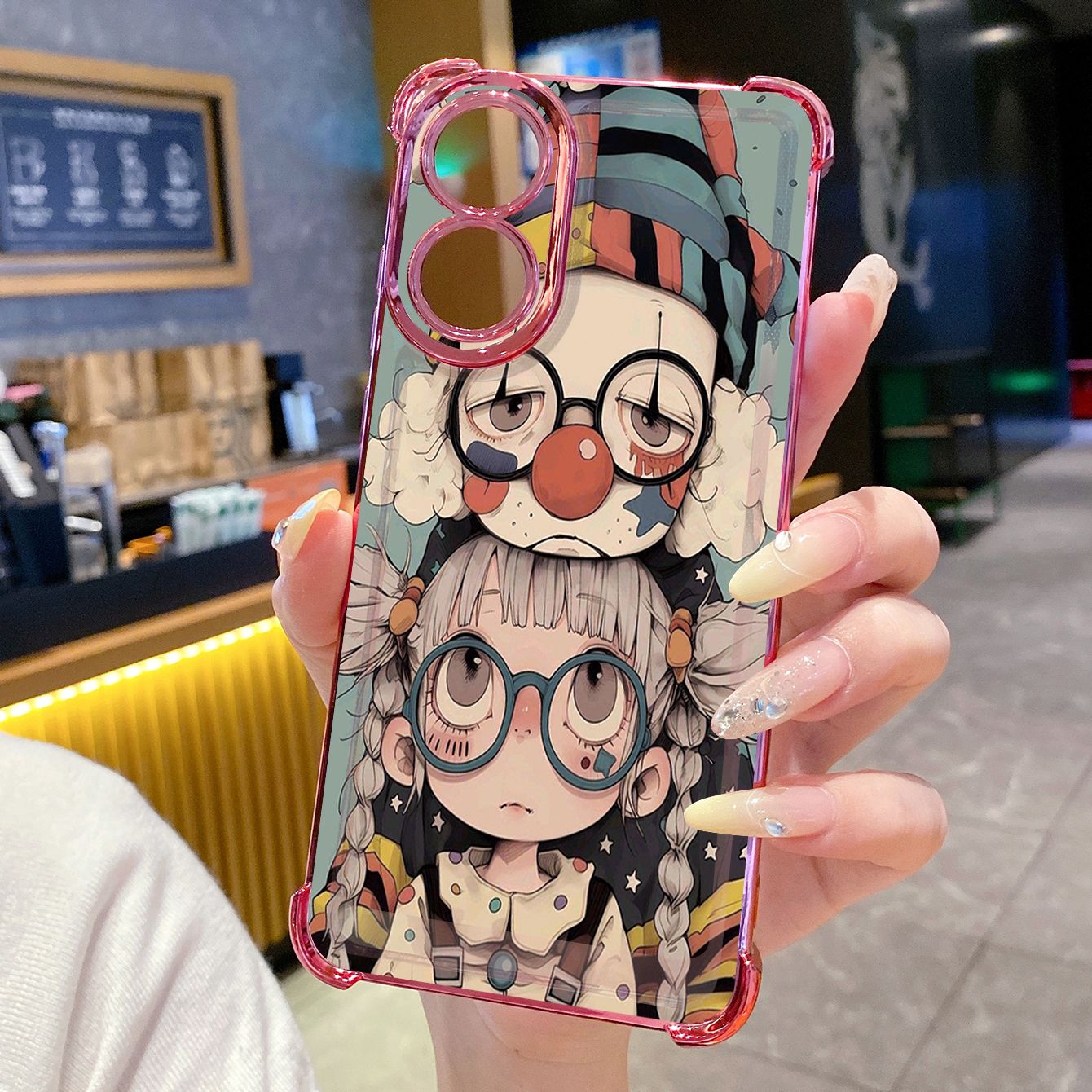 for OPPO A38 A5 Pro Realme C63 C51 C75 VIVO Plating Phone Case Shockproof Cover Cute Evil Clown