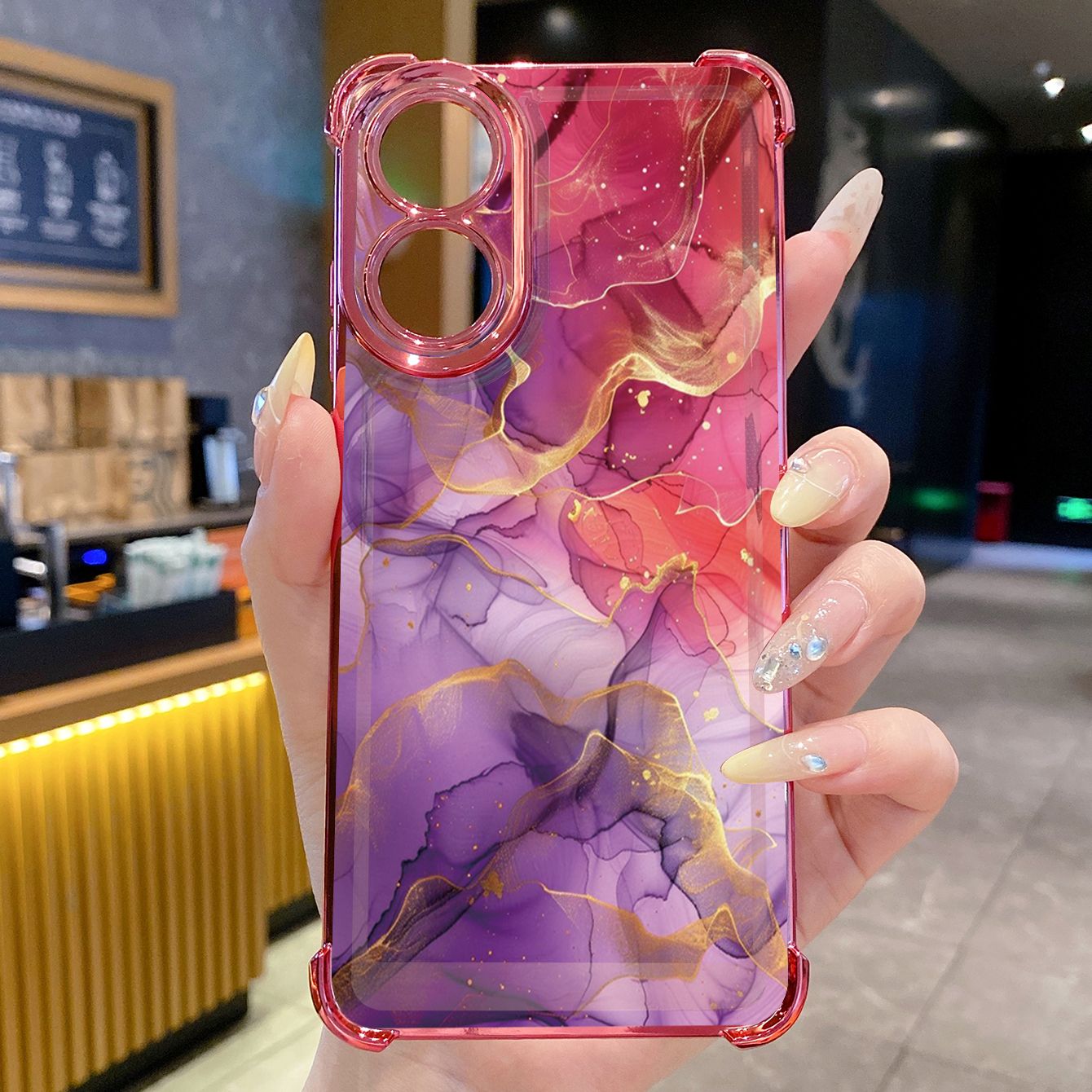 for OPPO A38 A5 Pro Realme C63 C51 C75 VIVO Plating Phone Case Shockproof Cover Luxury Marble Pattern