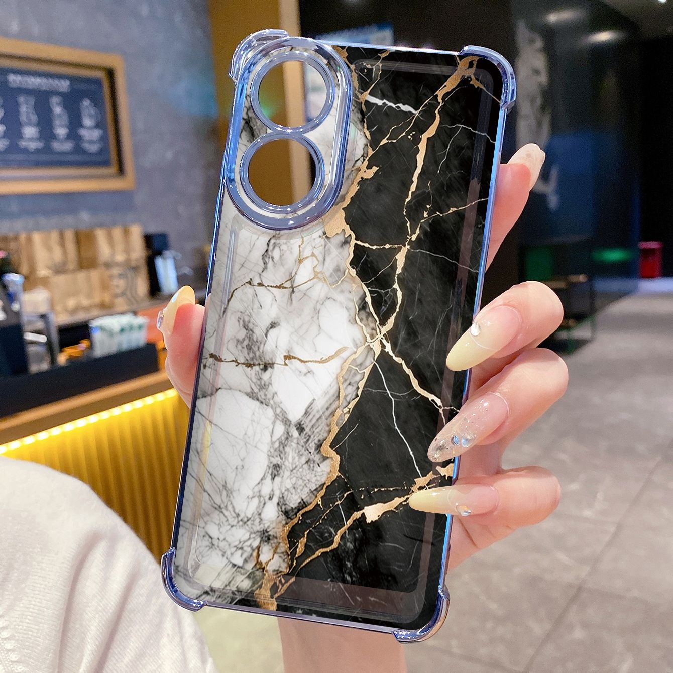 for OPPO A38 A5 Pro Realme C63 C51 C75 VIVO Plating Phone Case Shockproof Cover Luxury Marble Pattern
