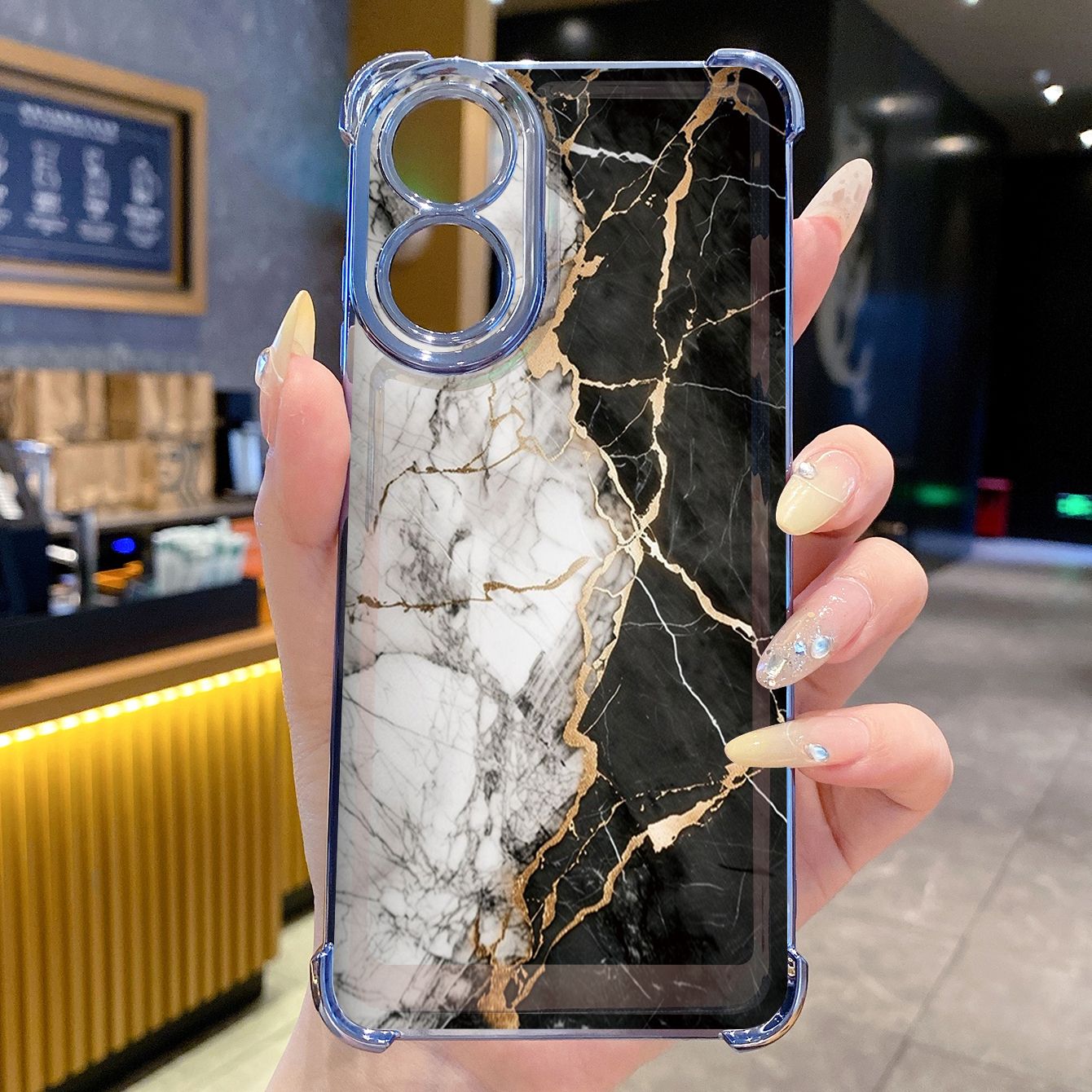 for OPPO A38 A5 Pro Realme C63 C51 C75 VIVO Plating Phone Case Shockproof Cover Luxury Marble Pattern