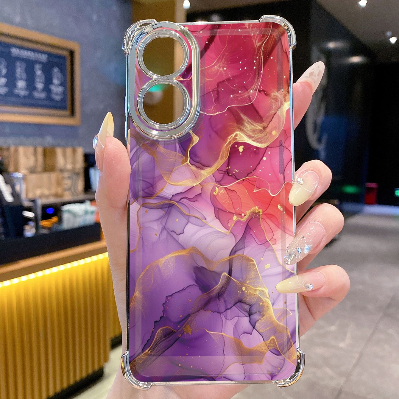for OPPO A38 A5 Pro Realme C63 C51 C75 VIVO Plating Phone Case Shockproof Cover Luxury Marble Pattern