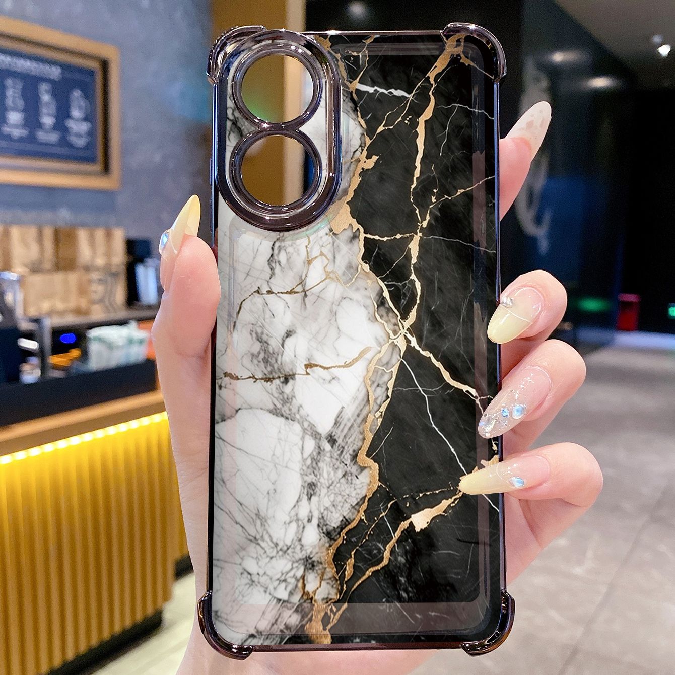 for OPPO A38 A5 Pro Realme C63 C51 C75 VIVO Plating Phone Case Shockproof Cover Luxury Marble Pattern