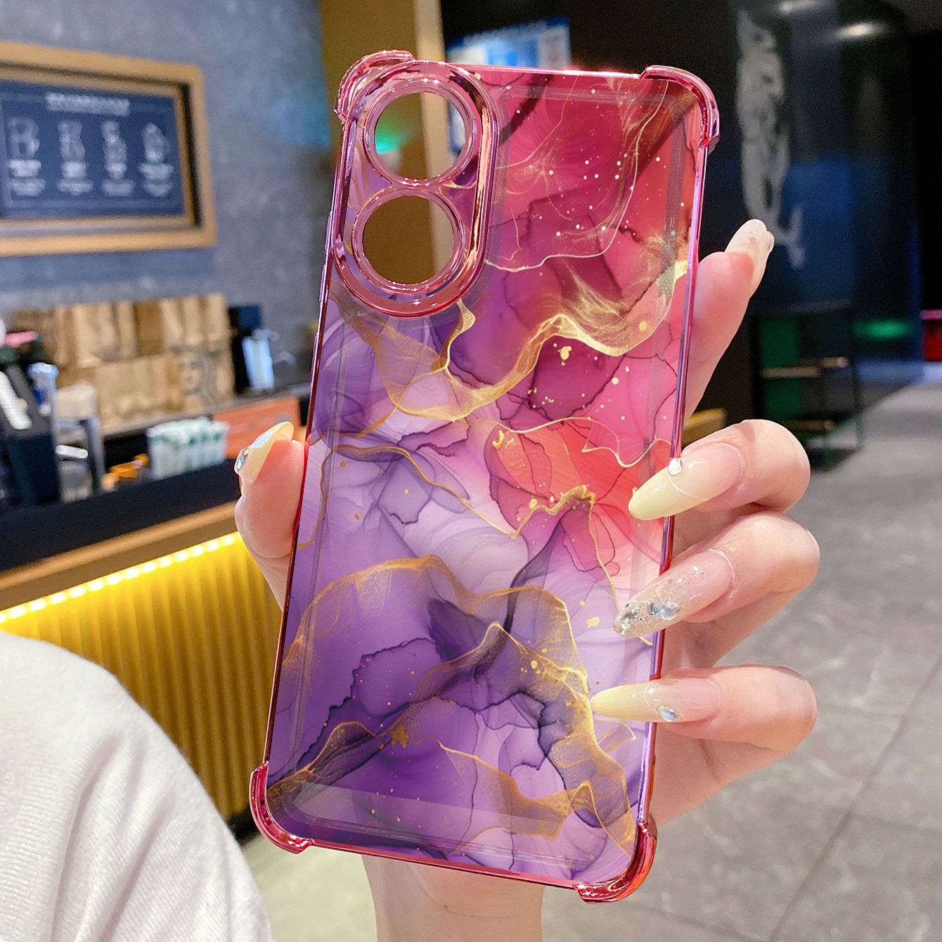 for OPPO A38 A5 Pro Realme C63 C51 C75 VIVO Plating Phone Case Shockproof Cover Luxury Marble Pattern