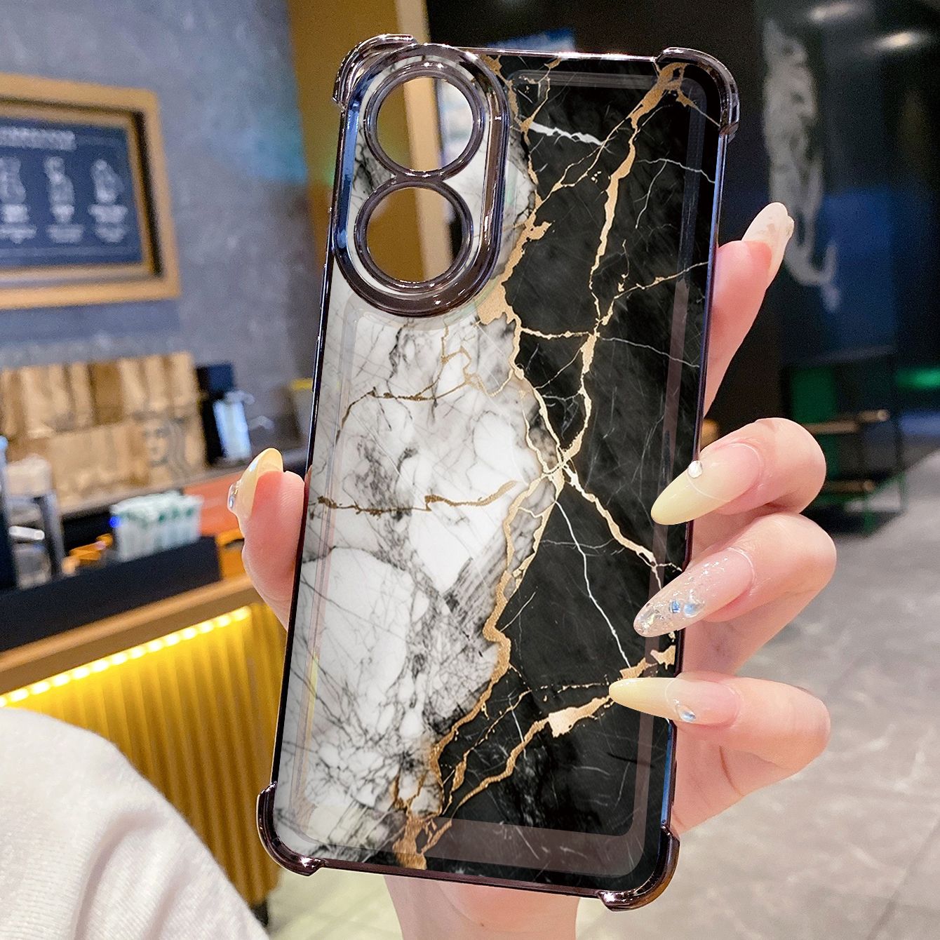 for OPPO A38 A5 Pro Realme C63 C51 C75 VIVO Plating Phone Case Shockproof Cover Luxury Marble Pattern