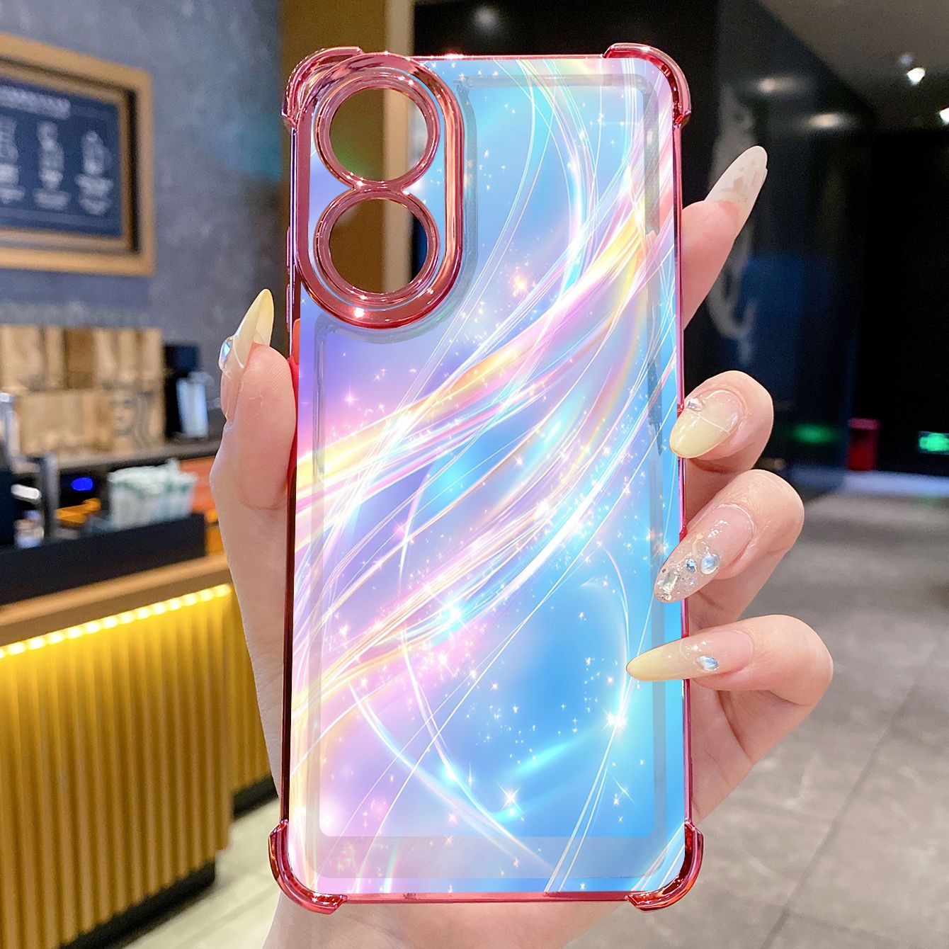for OPPO A38 A5 Pro Realme C63 C51 C75 VIVO Plating Phone Case Shockproof Cover Luxury Blue Aurora