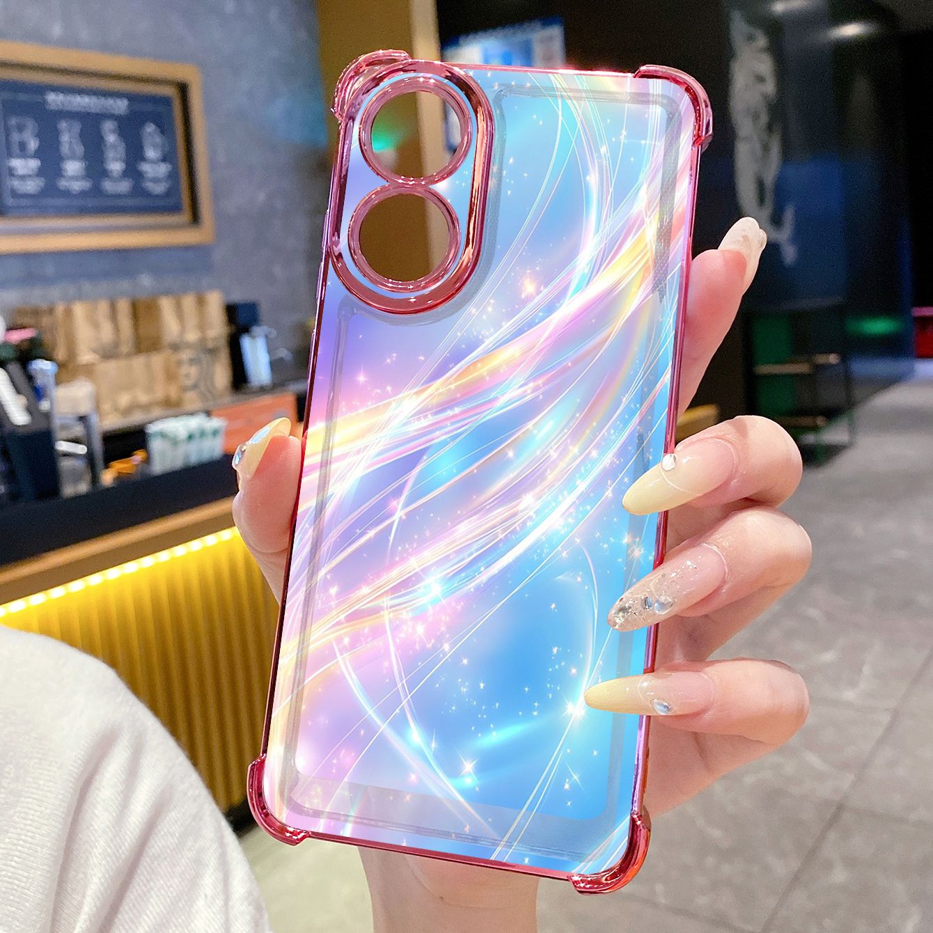 for OPPO A38 A5 Pro Realme C63 C51 C75 VIVO Plating Phone Case Shockproof Cover Luxury Blue Aurora