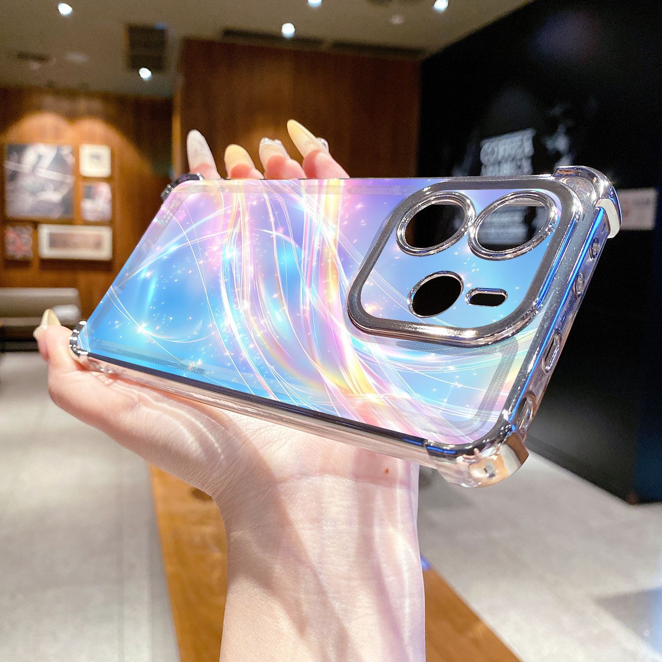 for Redmi Note 14 Pro 14C 13C POCO X7 Plating Phone Case Shockproof Cover Luxury Blue Aurora