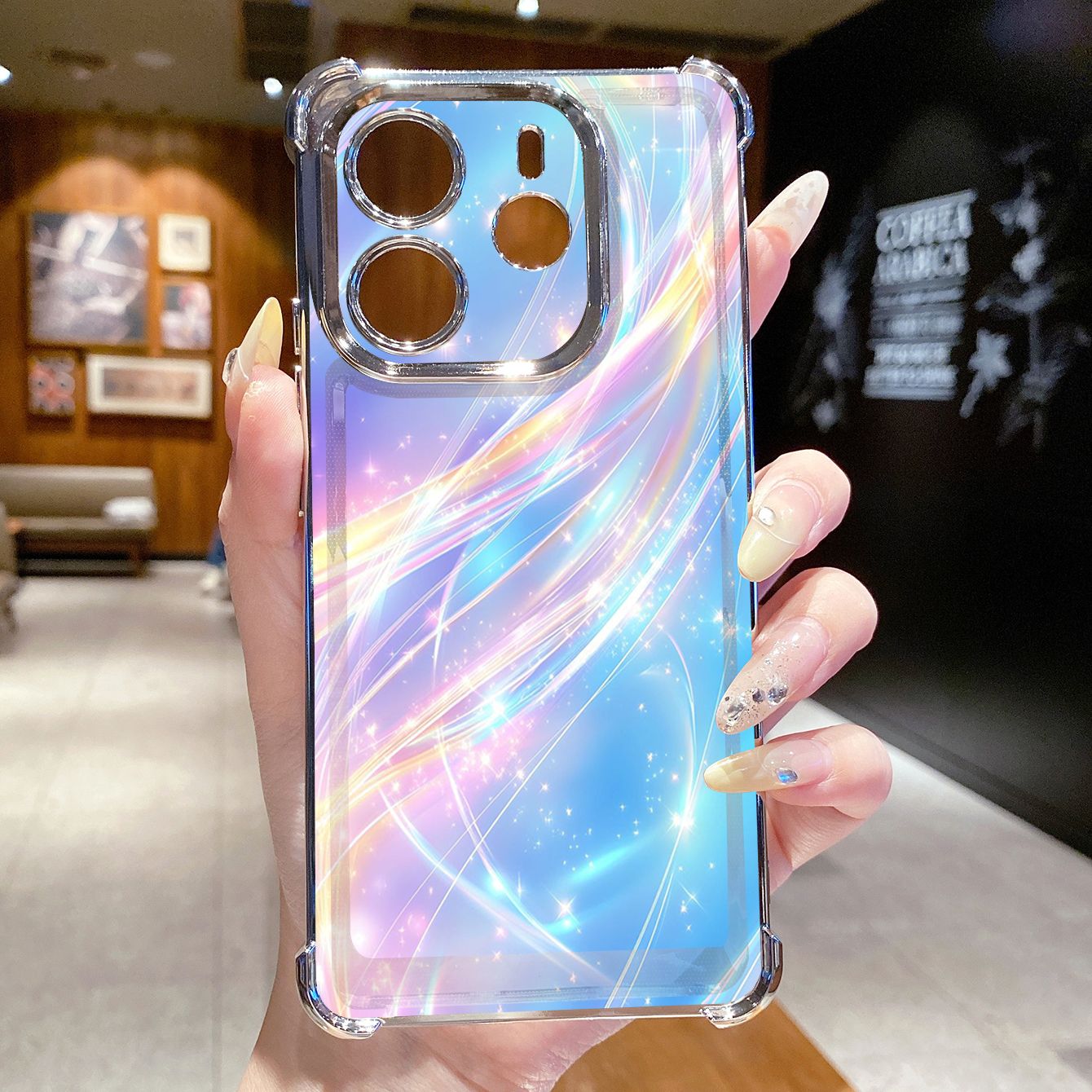 for Redmi Note 14 Pro 14C 13C POCO X7 Plating Phone Case Shockproof Cover Luxury Blue Aurora