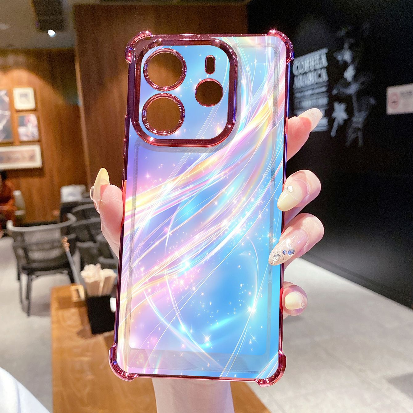 for Redmi Note 14 Pro 14C 13C POCO X7 Plating Phone Case Shockproof Cover Luxury Blue Aurora