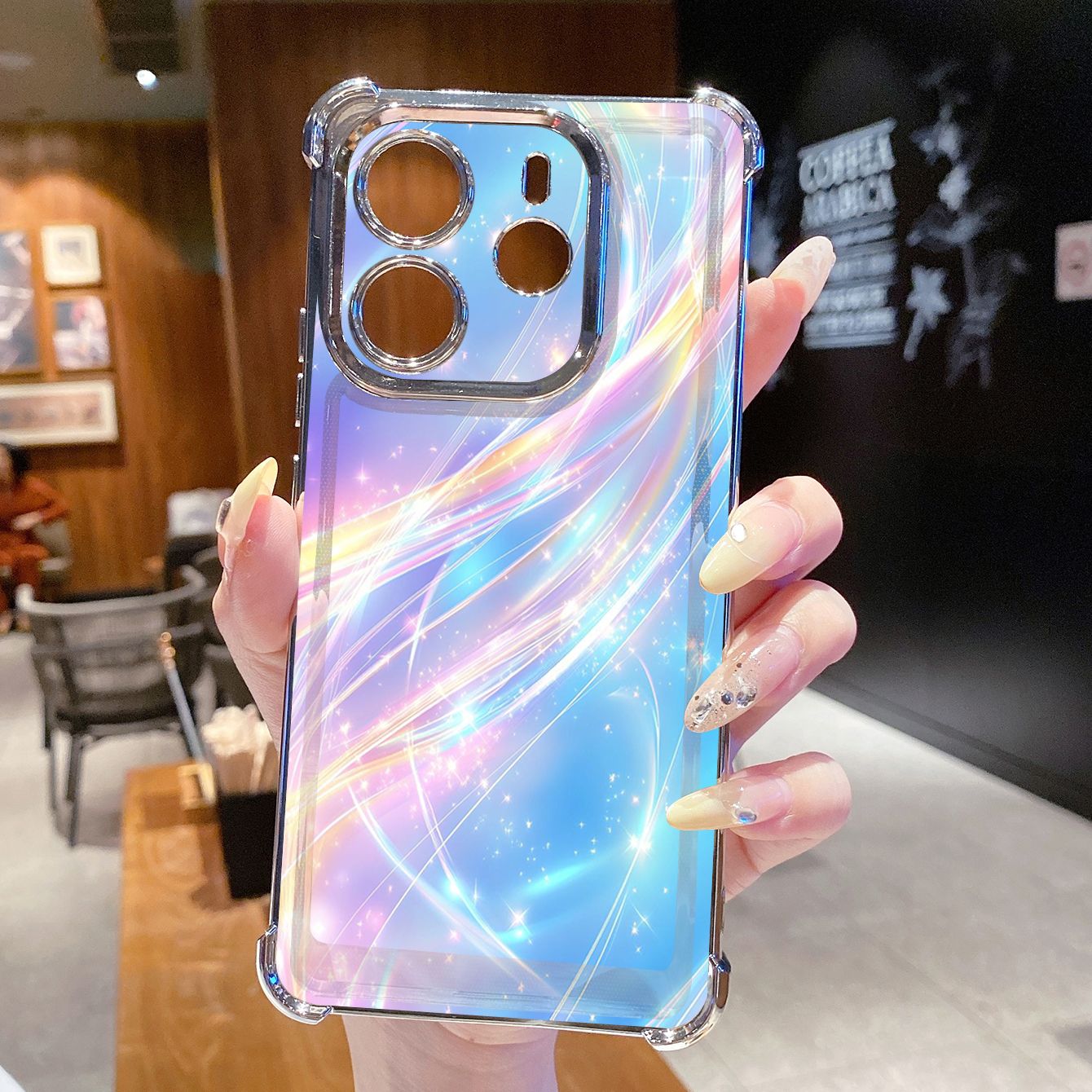 for Redmi Note 14 Pro 14C 13C POCO X7 Plating Phone Case Shockproof Cover Luxury Blue Aurora