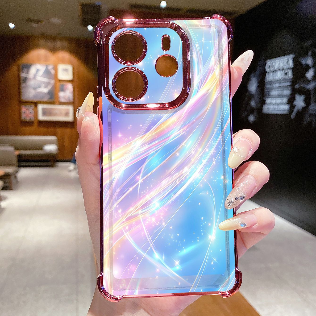 for Redmi Note 14 Pro 14C 13C POCO X7 Plating Phone Case Shockproof Cover Luxury Blue Aurora