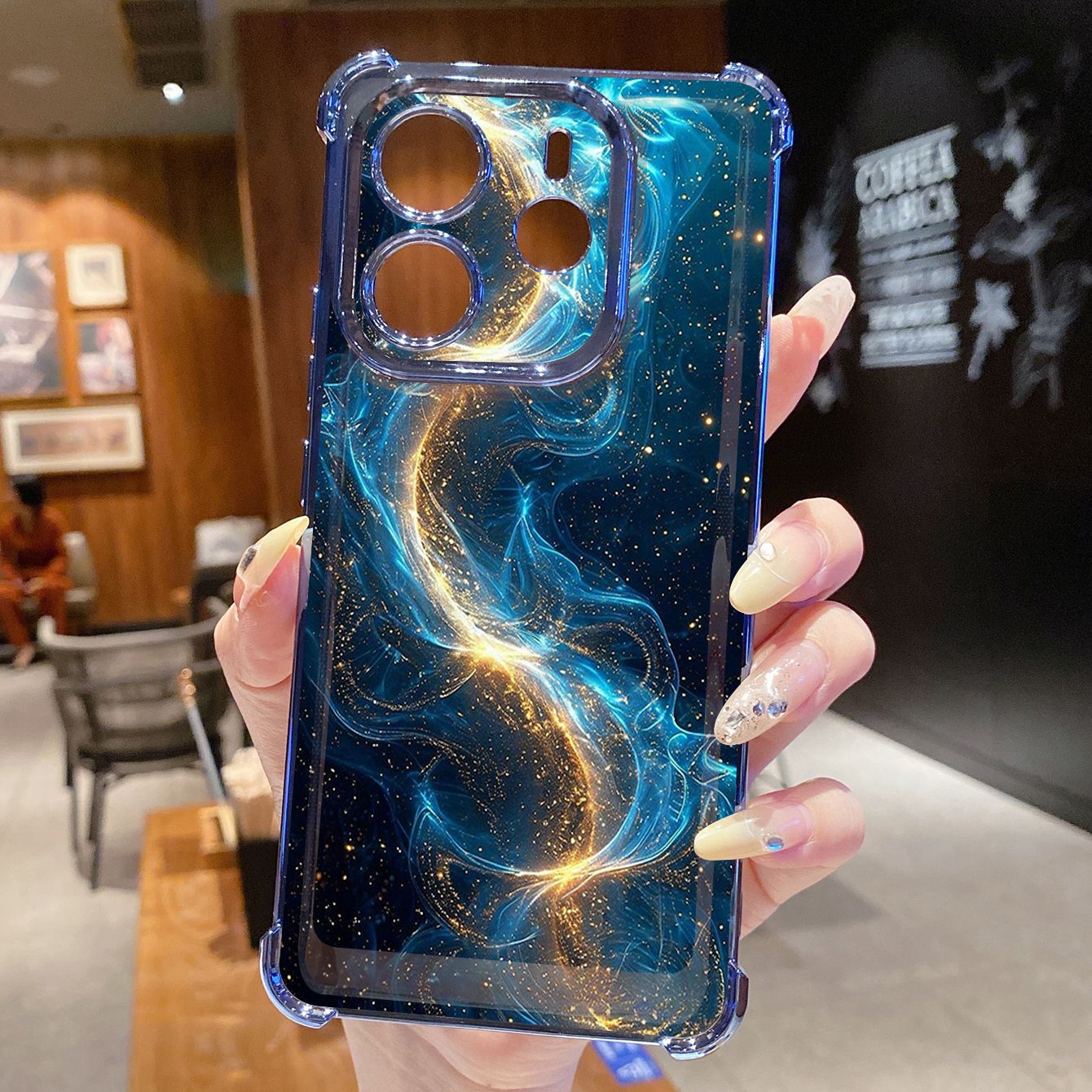 for Redmi Note 14 Pro 14C 13C POCO X7 Plating Phone Case Shockproof Cover Luxury Blue Aurora