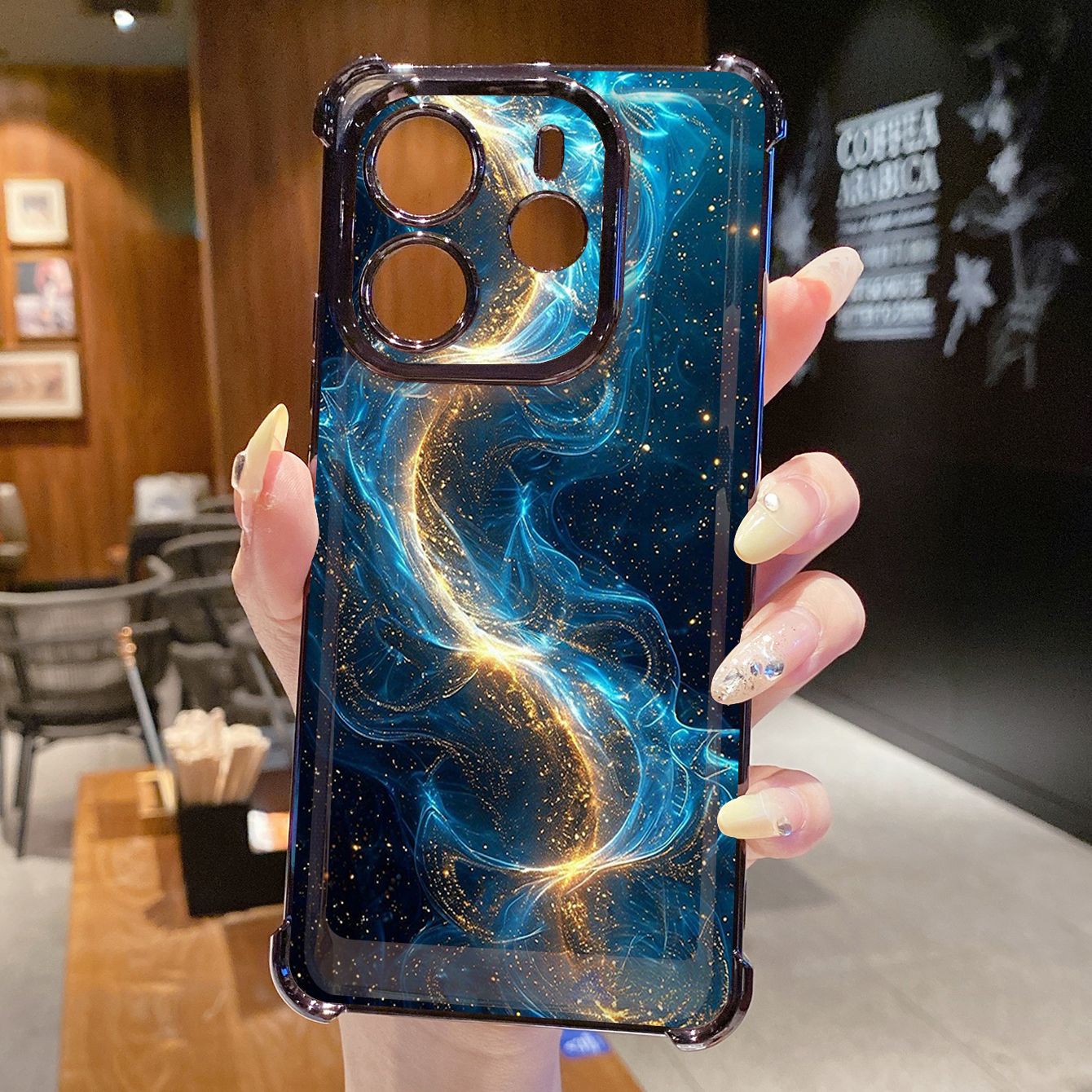 for Redmi Note 14 Pro 14C 13C POCO X7 Plating Phone Case Shockproof Cover Luxury Blue Aurora