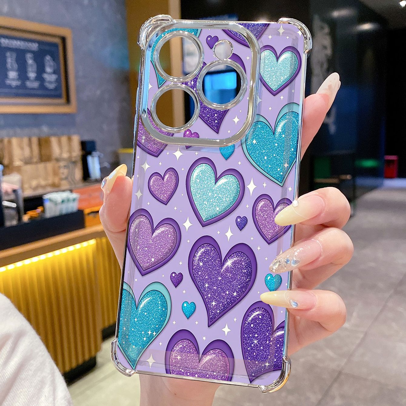 for Infinix Hot 50i 40i Smart 8 9 Plating Phone Case Shockproof Cover Beauty Hearts