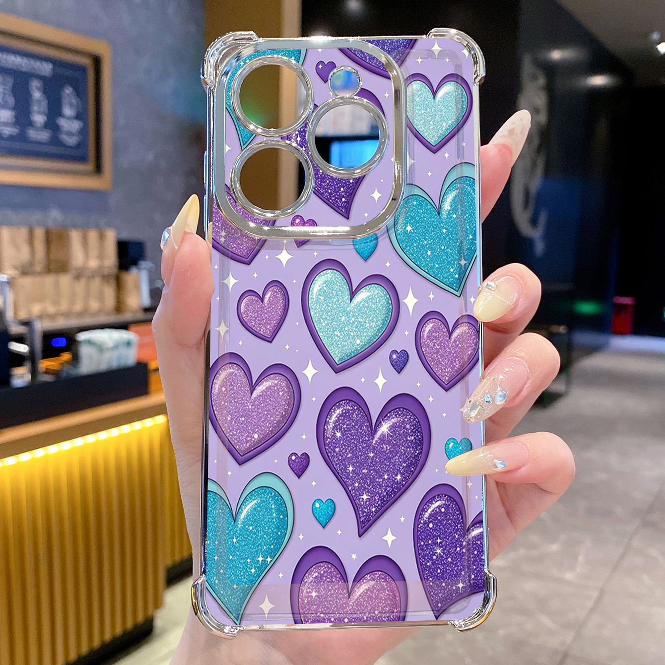for Infinix Hot 50i 40i Smart 8 9 Plating Phone Case Shockproof Cover Beauty Hearts