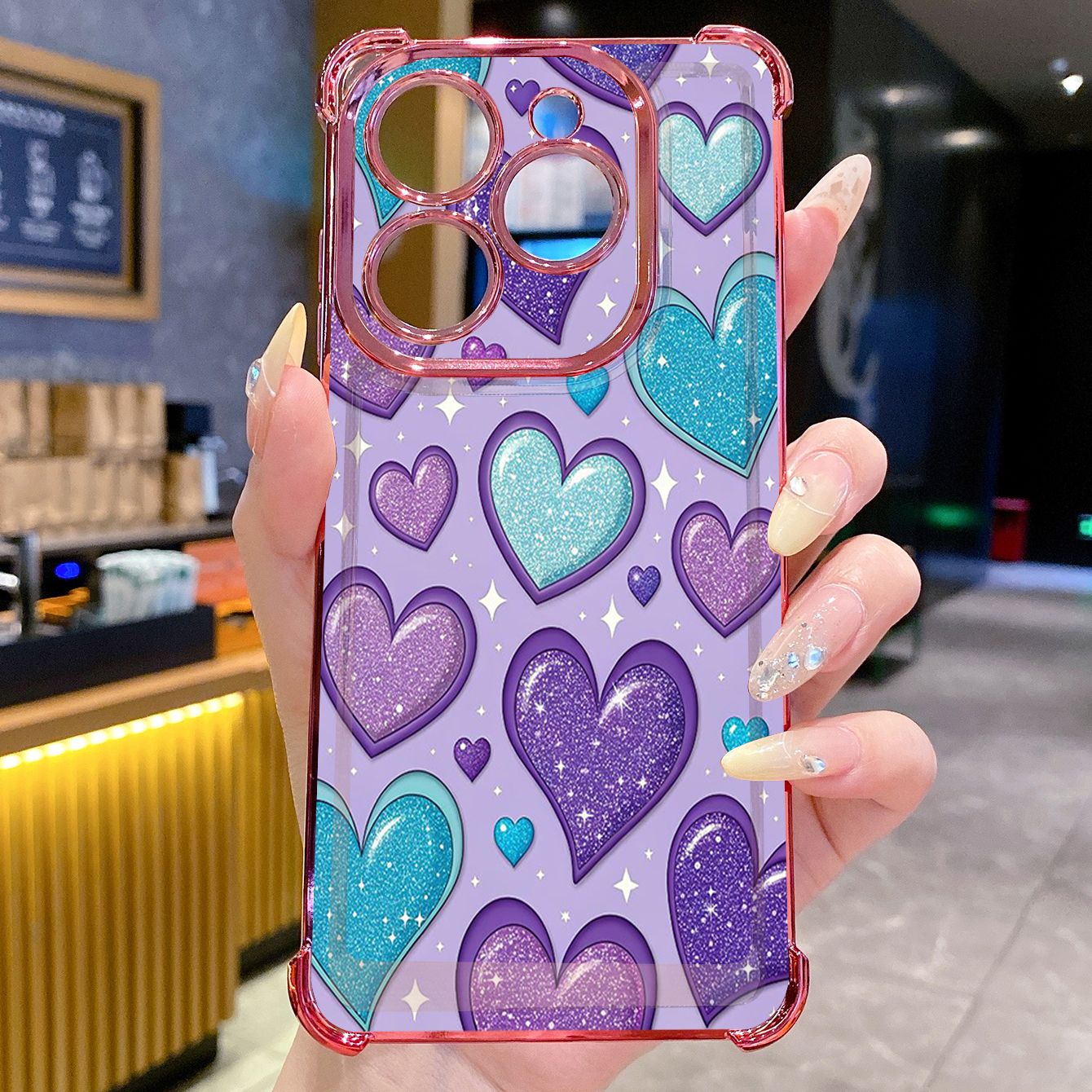 for Infinix Hot 50i 40i Smart 8 9 Plating Phone Case Shockproof Cover Beauty Hearts