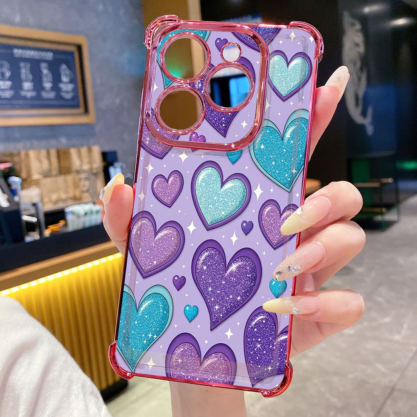 for Infinix Hot 50i 40i Smart 8 9 Plating Phone Case Shockproof Cover Beauty Hearts