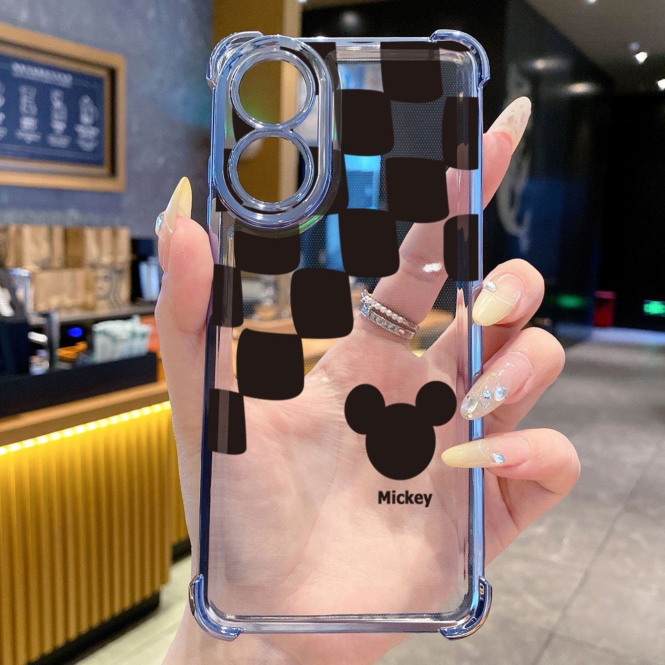 for OPPO A38 A5 Pro Realme C63 C51 C75 VIVO Plating Phone Case Shockproof Cover Plaid Mickey
