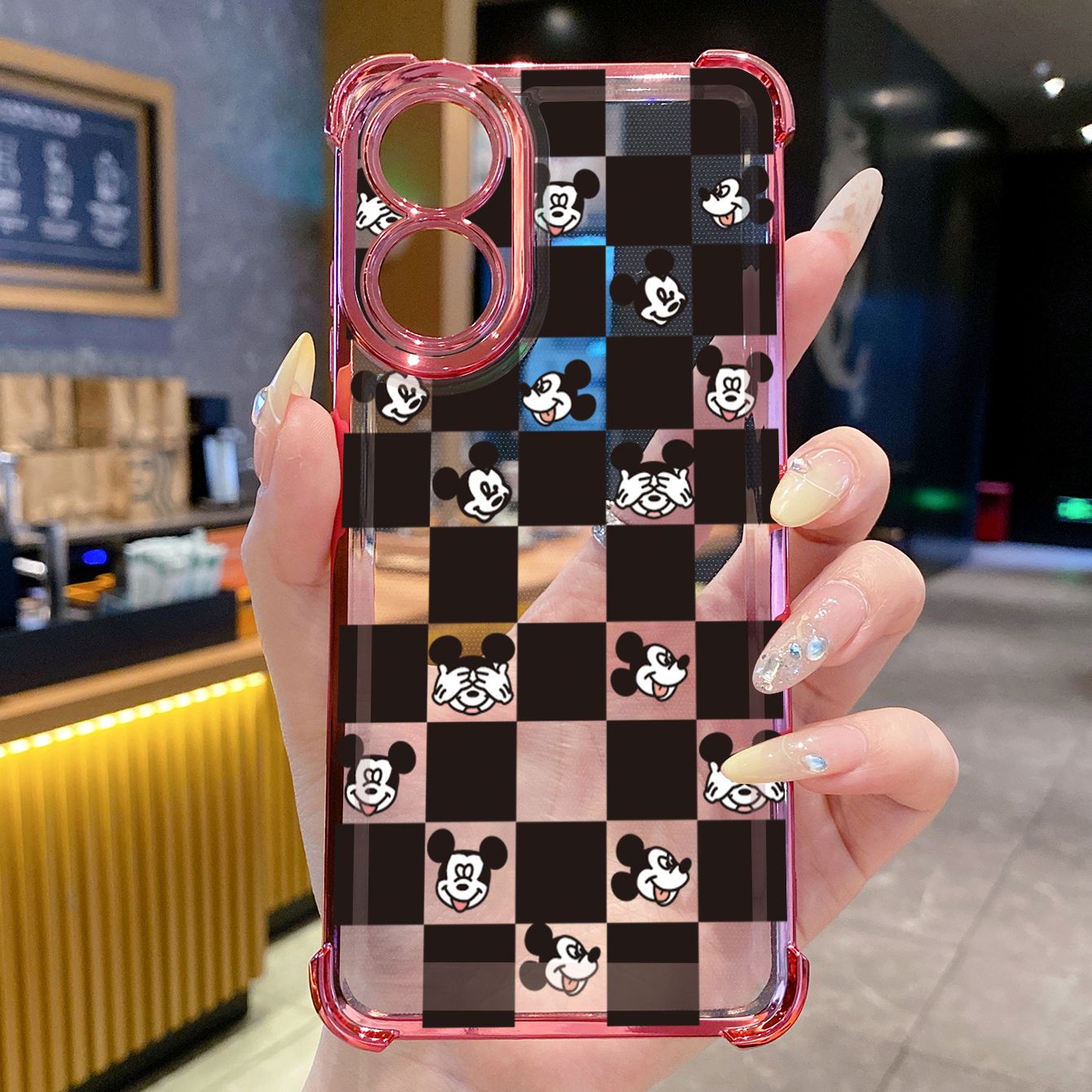 for OPPO A38 A5 Pro Realme C63 C51 C75 VIVO Plating Phone Case Shockproof Cover Plaid Mickey