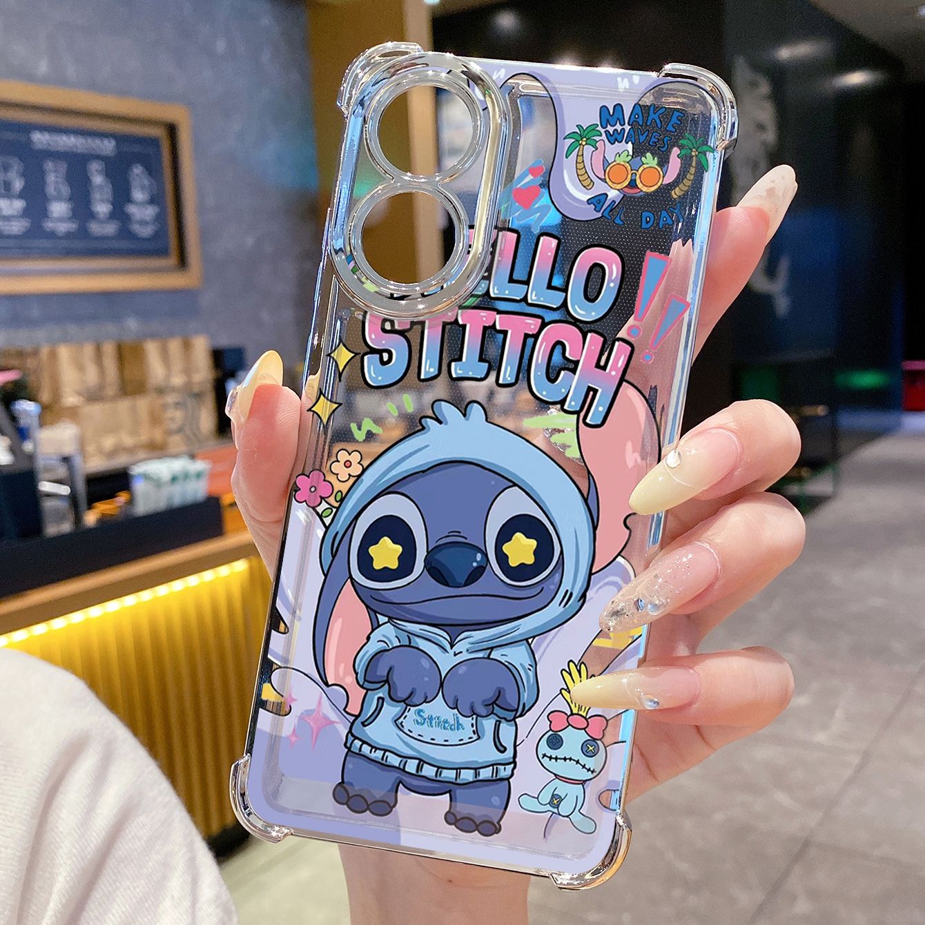 for OPPO A38 A5 Pro Realme C63 C51 C75 VIVO Plating Phone Case Shockproof Cover Stitch Angel Couple
