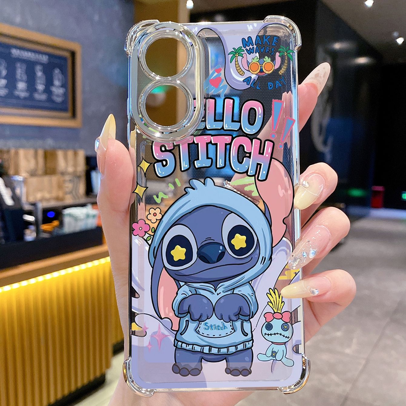 for OPPO A38 A5 Pro Realme C63 C51 C75 VIVO Plating Phone Case Shockproof Cover Stitch Angel Couple
