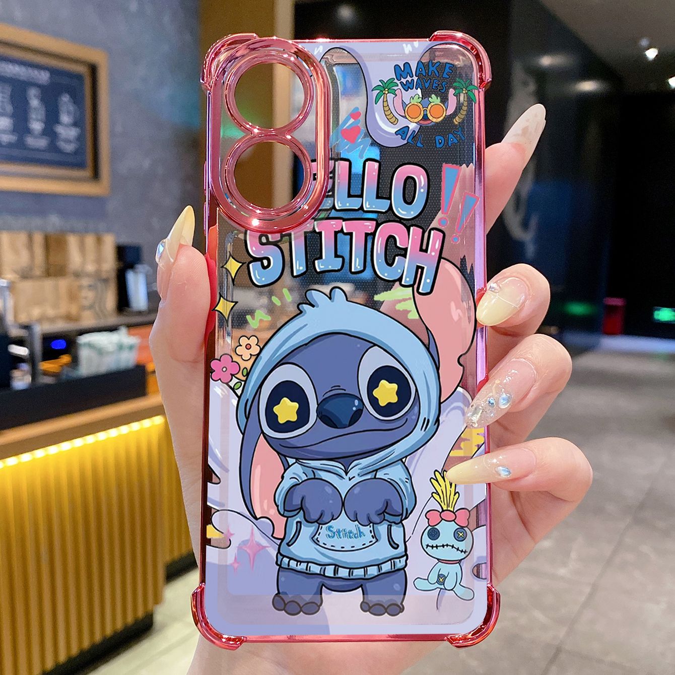 for OPPO A38 A5 Pro Realme C63 C51 C75 VIVO Plating Phone Case Shockproof Cover Stitch Angel Couple