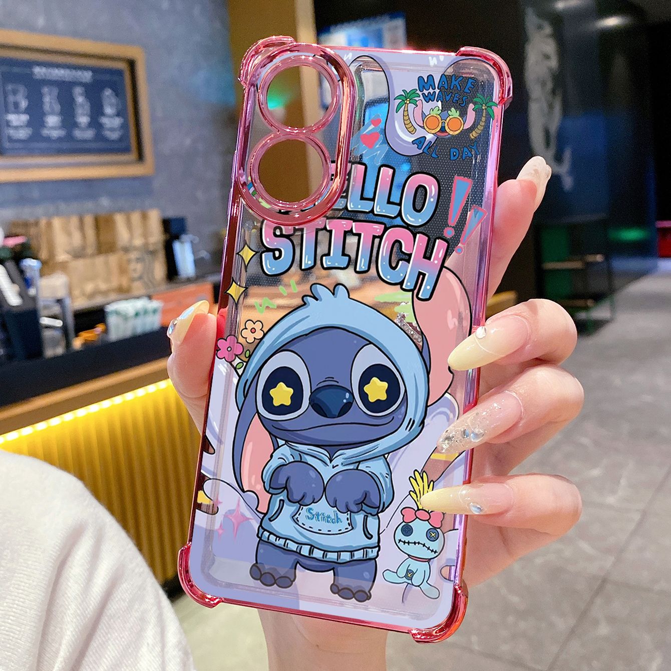 for OPPO A38 A5 Pro Realme C63 C51 C75 VIVO Plating Phone Case Shockproof Cover Stitch Angel Couple
