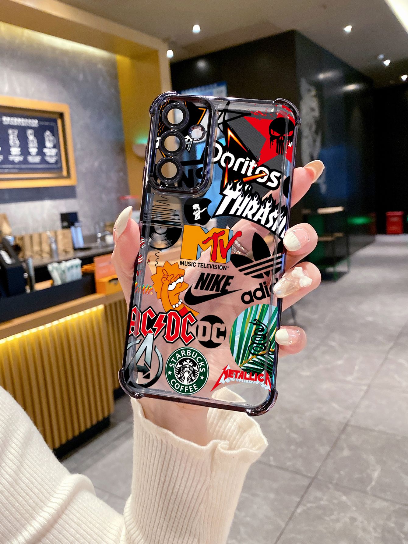 For iPhone 16 15 Pro Max 14 Plus 13 12 11 XR 8 7 SE 2022 XS Fashion Painting Plating Frame Clear Phone Case Anti-shock Cover