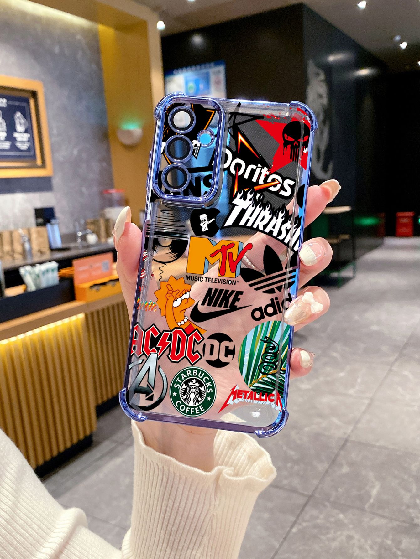 For iPhone 16 15 Pro Max 14 Plus 13 12 11 XR 8 7 SE 2022 XS Fashion Painting Plating Frame Clear Phone Case Anti-shock Cover