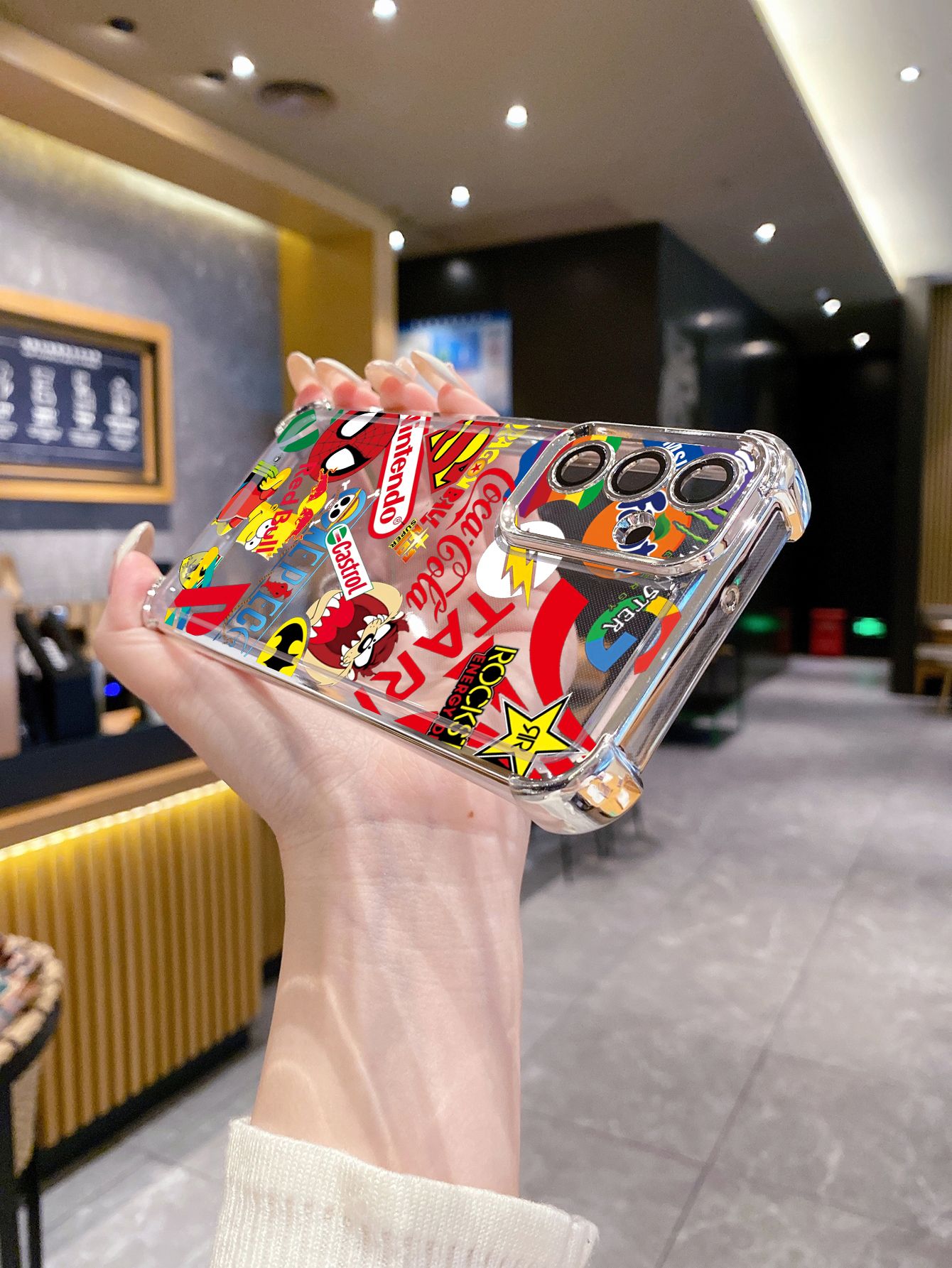 For iPhone 16 15 Pro Max 14 Plus 13 12 11 XR 8 7 SE 2022 XS Fashion Painting Plating Frame Clear Phone Case Anti-shock Cover