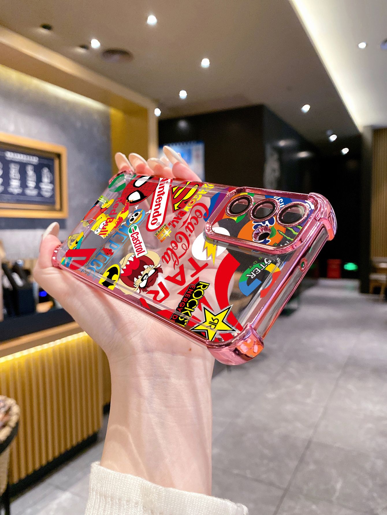 For iPhone 16 15 Pro Max 14 Plus 13 12 11 XR 8 7 SE 2022 XS Fashion Painting Plating Frame Clear Phone Case Anti-shock Cover