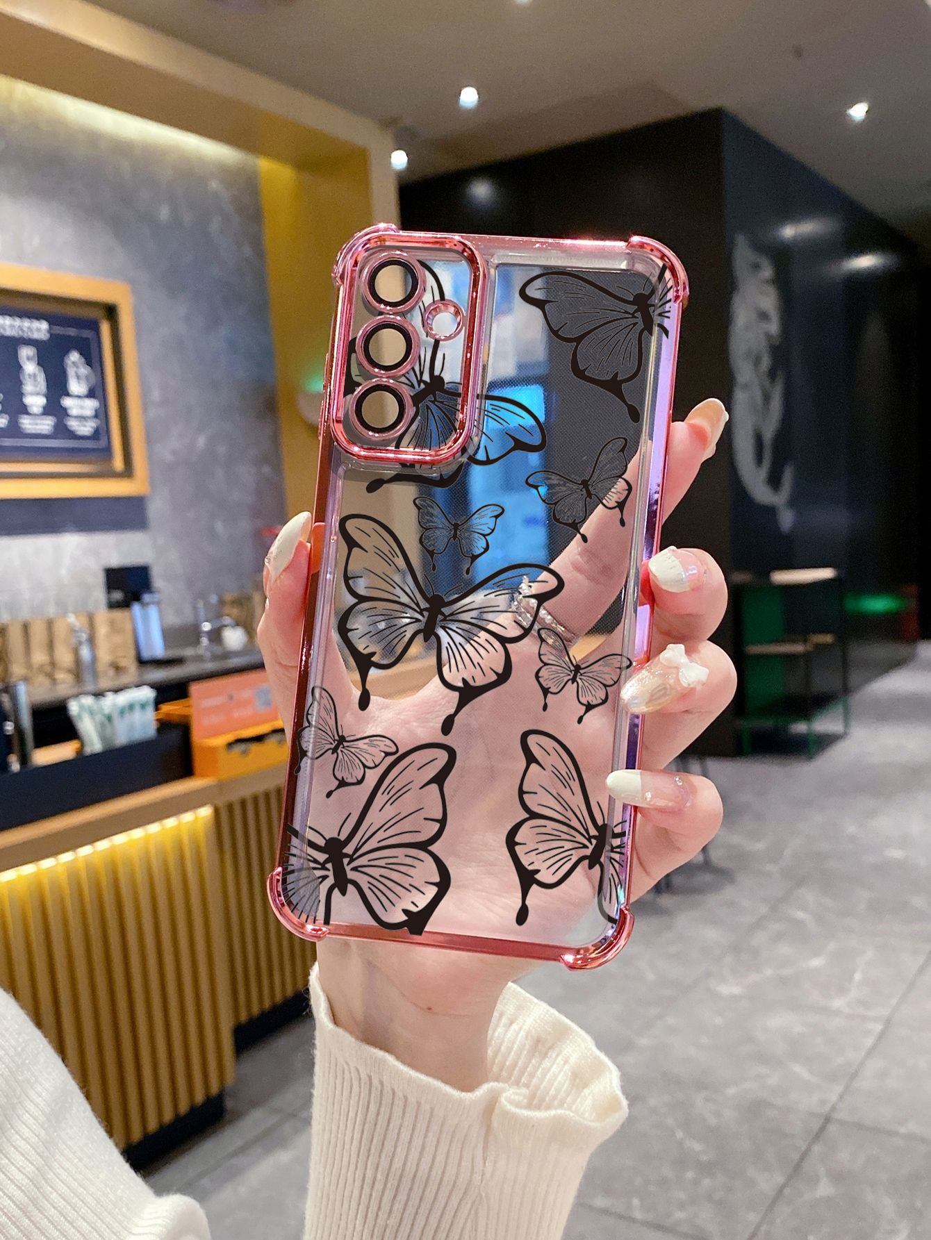 For Samsung Galaxy A15 A05 A35 A55 A14 A34 A33 A53 A73 A32 A56 A36 A06 A16 Luxury Butterfly Plating Frame Clear Phone Case Anti-shock Cover