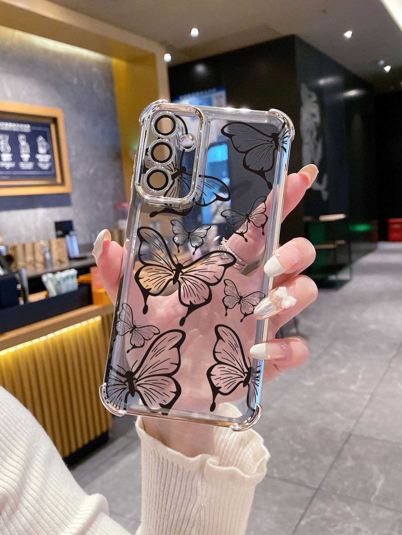 For Samsung Galaxy A15 A05 A35 A55 A14 A34 A33 A53 A73 A32 A56 A36 A06 A16 Luxury Butterfly Plating Frame Clear Phone Case Anti-shock Cover