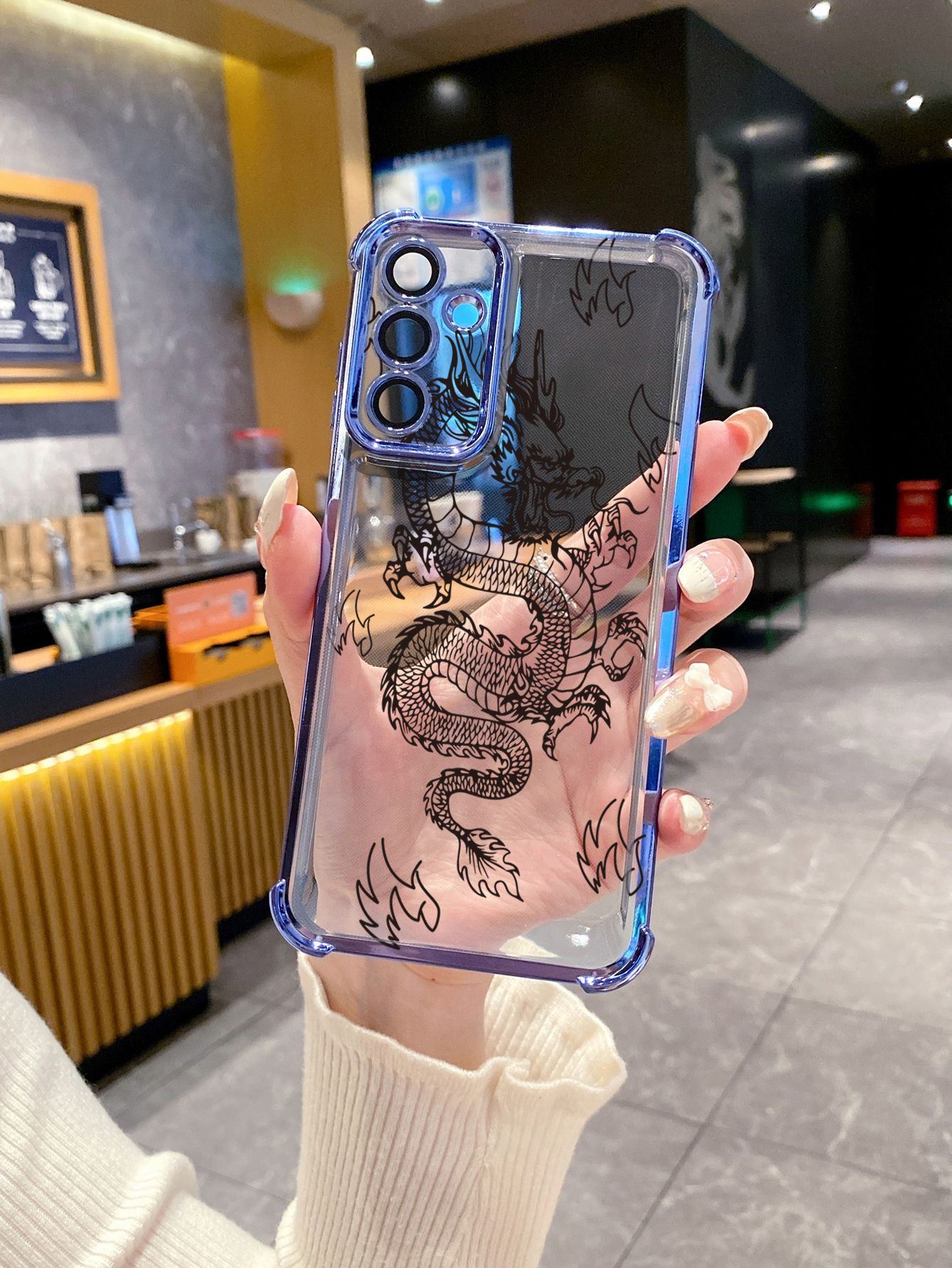 For OPPO A3X A2 Pro A1 A60 A18 A38 A17 A16 A57 A77 4G A59 A98 A78 A58 5G Chinese Dragon Plating Frame Clear Phone Case Anti-shock Cover