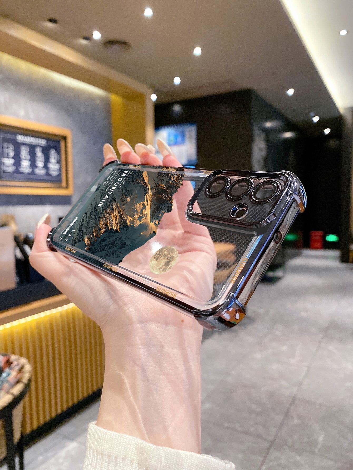 For OPPO A3X A2 Pro A1 A60 A18 A38 A17 A16 A57 A77 4G A59 A98 A78 A58 5G Luxury Mountain Senery Plating Frame Clear Phone Case Anti-shock Cover