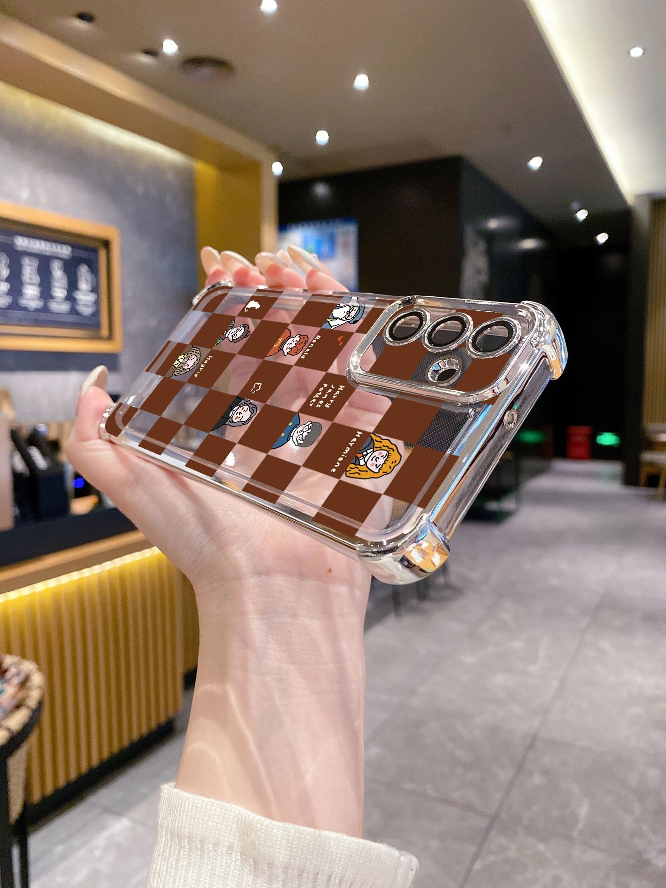 For OPPO A3X A2 Pro A1 A60 A18 A38 A17 A16 A57 A77 4G A59 A98 A78 A58 5G Harry Potter Plaid Plating Frame Clear Phone Case Anti-shock Cover