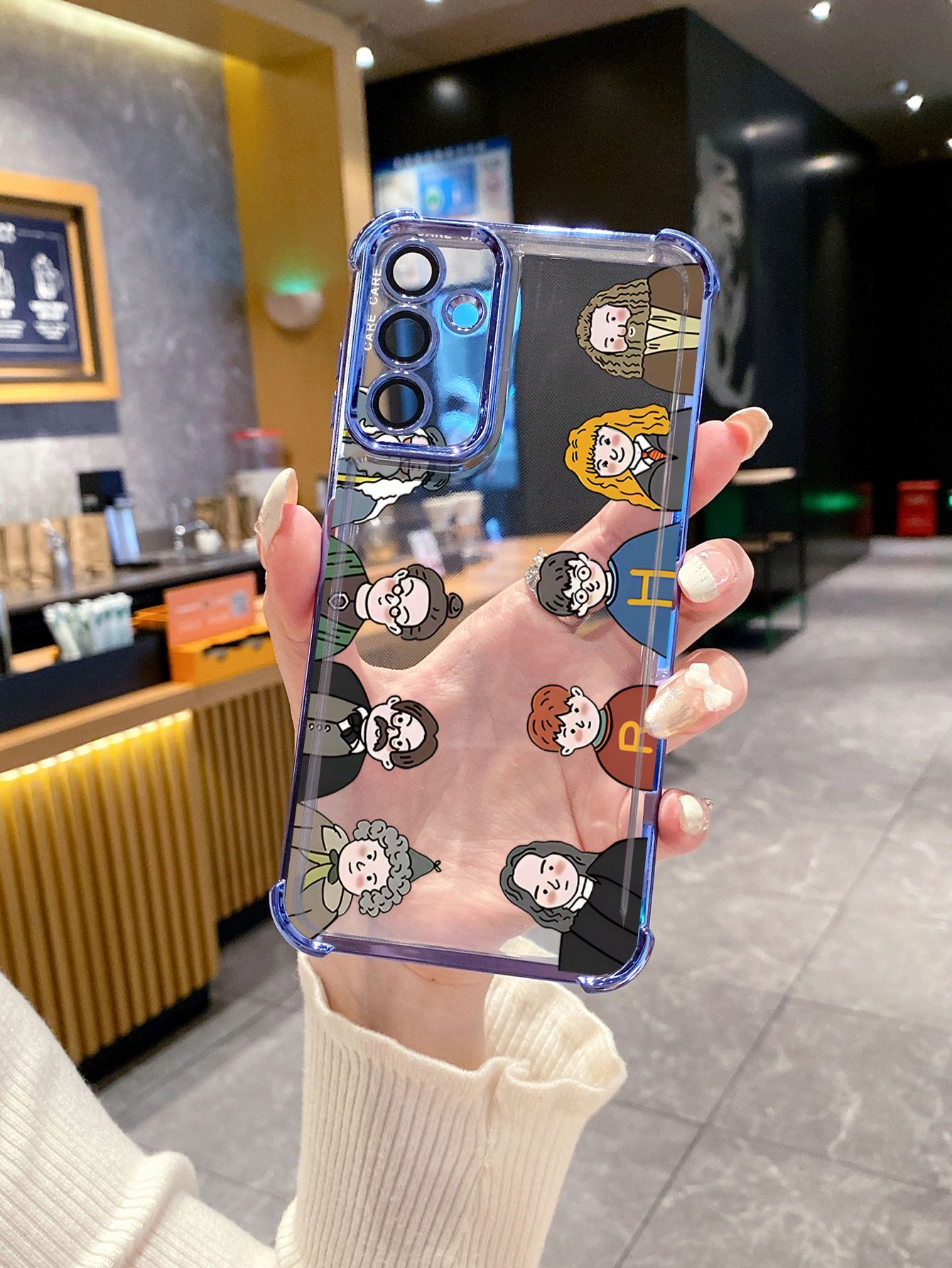 For iPhone 16 15 Pro Max 14 Plus 13 12 11 XR 8 7 SE 2022 XS Harry Potter Plating Frame Clear Phone Case Anti-shock Cover