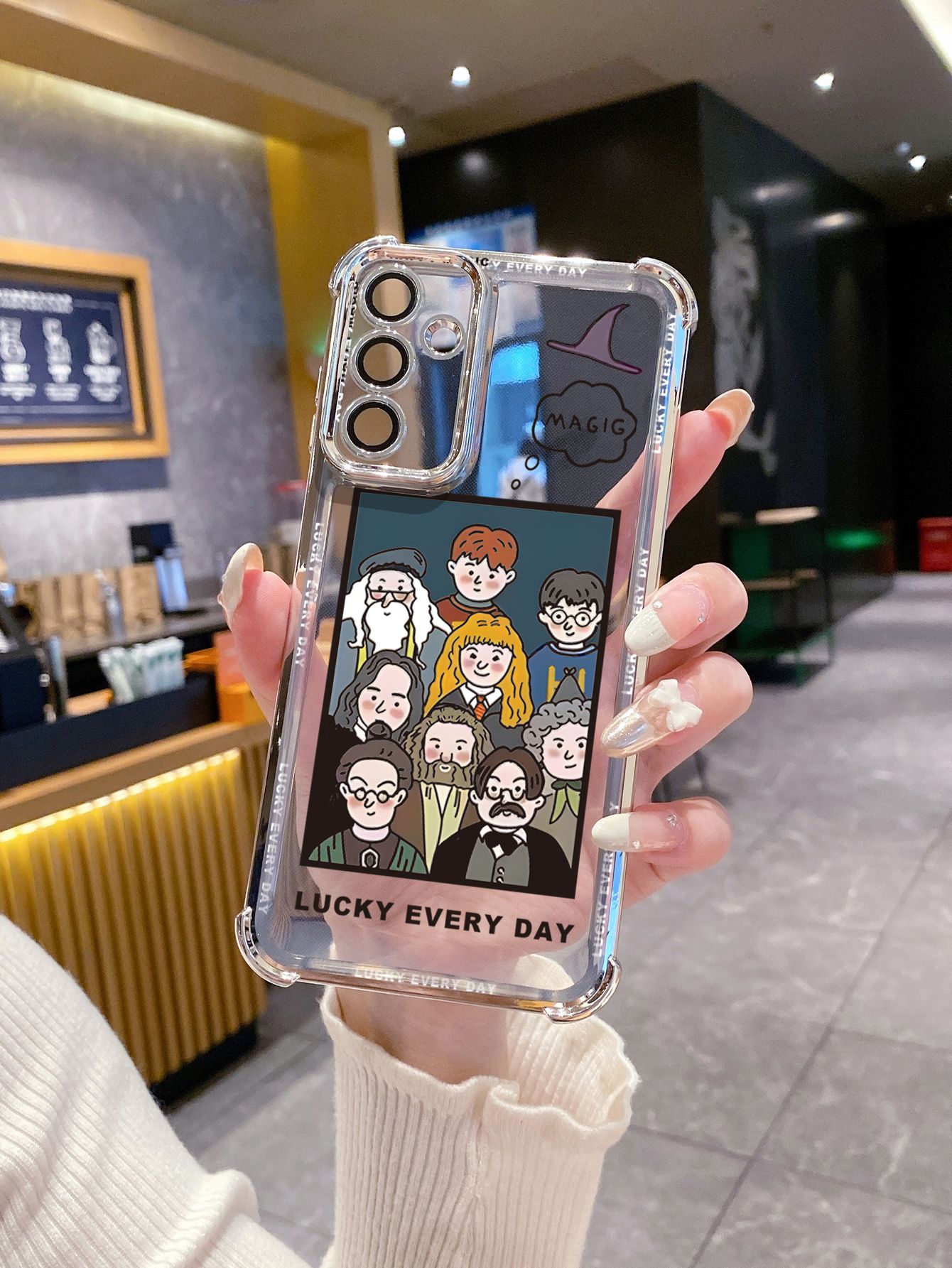 For iPhone 16 15 Pro Max 14 Plus 13 12 11 XR 8 7 SE 2022 XS Harry Potter Plating Frame Clear Phone Case Anti-shock Cover