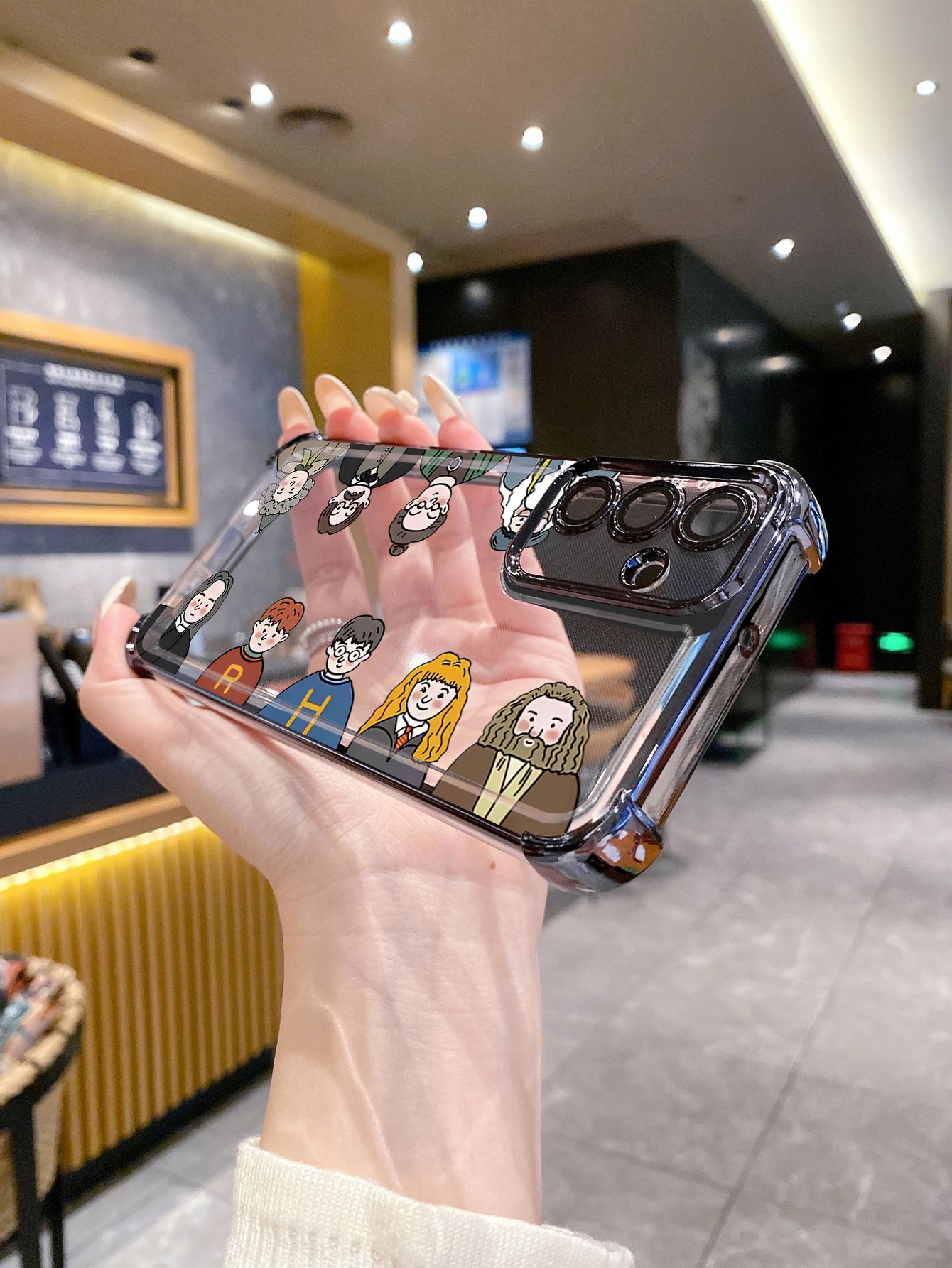 For iPhone 16 15 Pro Max 14 Plus 13 12 11 XR 8 7 SE 2022 XS Harry Potter Plating Frame Clear Phone Case Anti-shock Cover