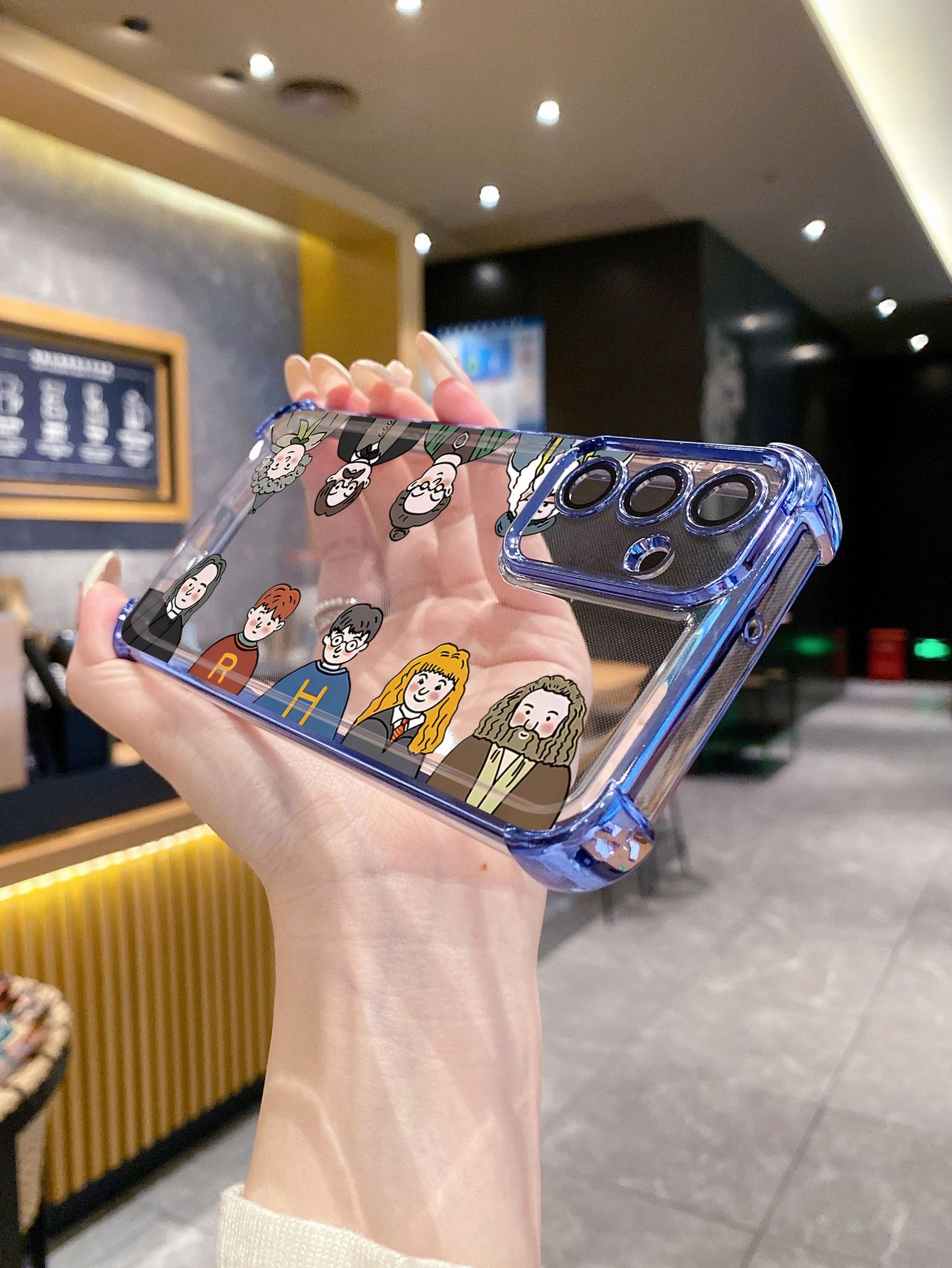 For iPhone 16 15 Pro Max 14 Plus 13 12 11 XR 8 7 SE 2022 XS Harry Potter Plating Frame Clear Phone Case Anti-shock Cover