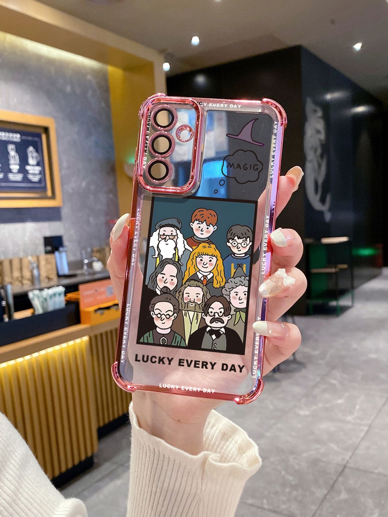 For iPhone 16 15 Pro Max 14 Plus 13 12 11 XR 8 7 SE 2022 XS Harry Potter Plating Frame Clear Phone Case Anti-shock Cover