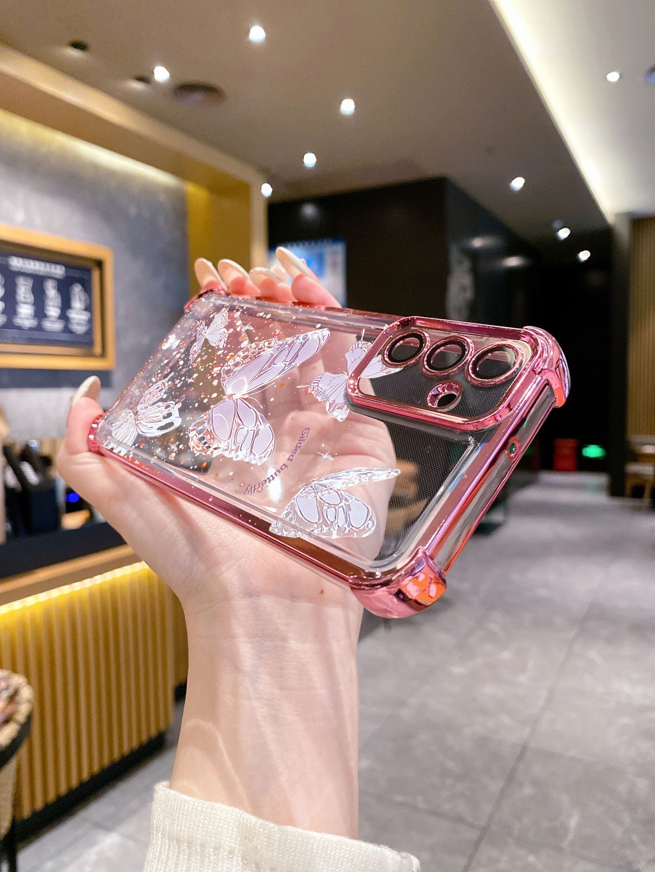 For iPhone 16 15 Pro Max 14 Plus 13 12 11 XR 8 7 SE 2022 XS Beauty Luxury Butterfly Plating Frame Clear Phone Case Anti-shock Cover