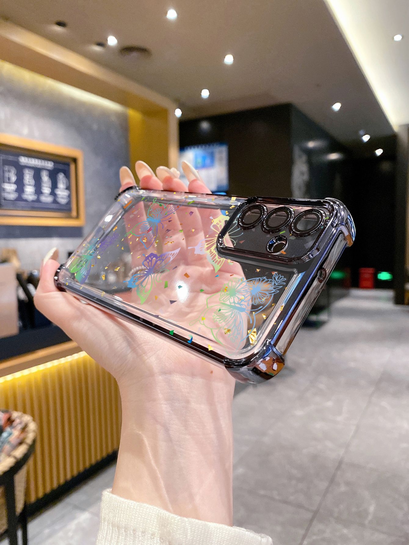 For iPhone 16 15 Pro Max 14 Plus 13 12 11 XR 8 7 SE 2022 XS Beauty Luxury Butterfly Plating Frame Clear Phone Case Anti-shock Cover