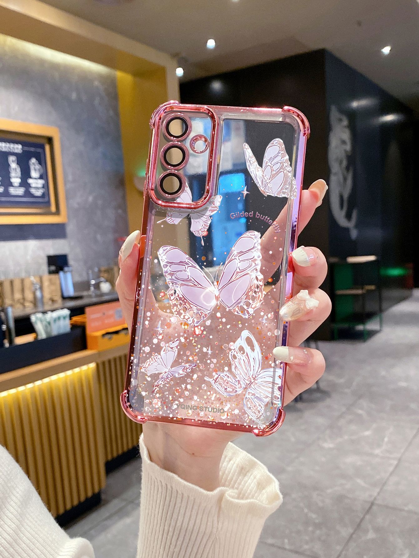 For Samsung Galaxy S25 S24 S23 Ultra S22 Plus S21 FE S20 Beauty Luxury Butterfly Plating Frame Clear Phone Case Anti-shock Cover