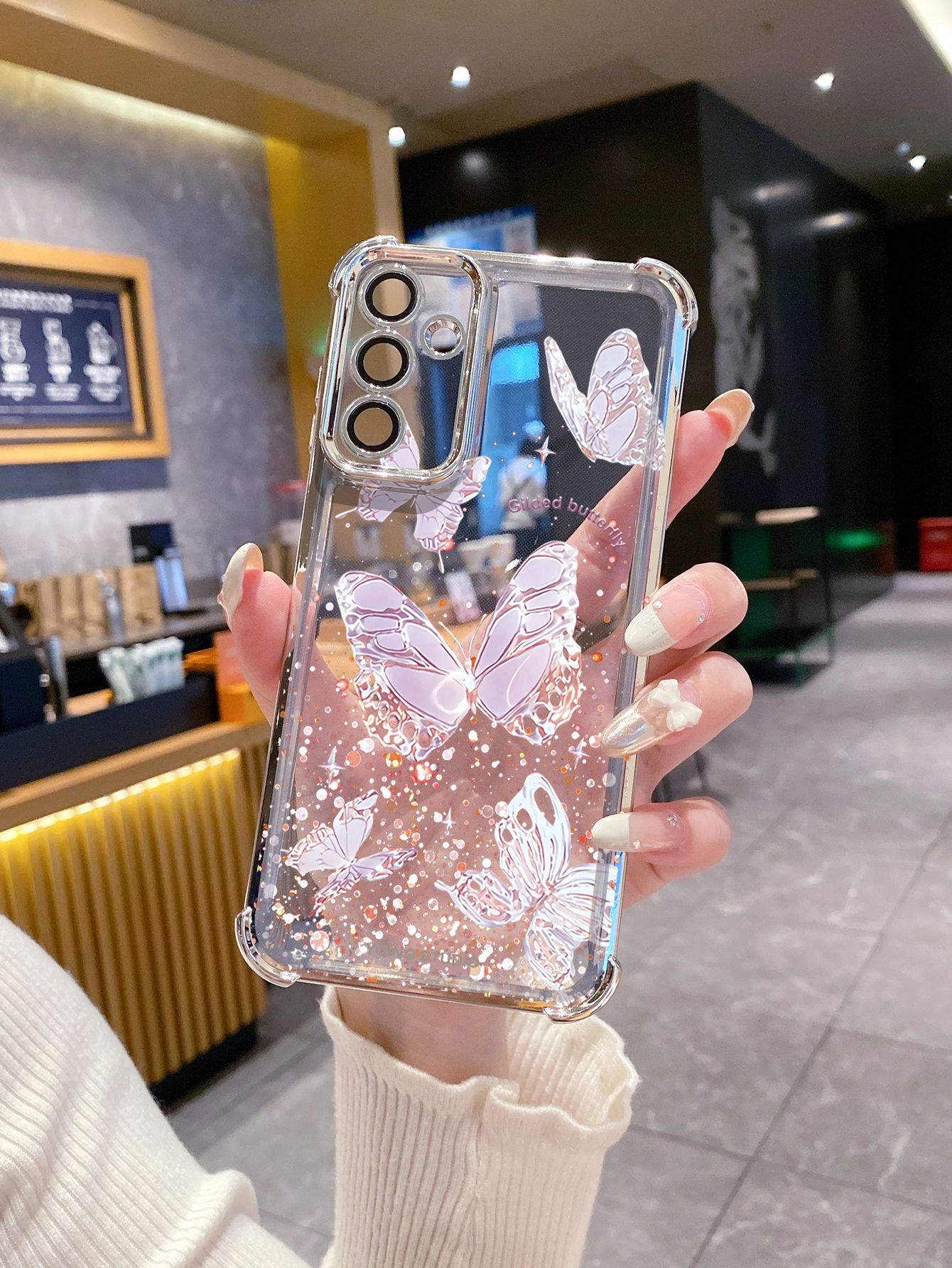 For Samsung Galaxy S25 S24 S23 Ultra S22 Plus S21 FE S20 Beauty Luxury Butterfly Plating Frame Clear Phone Case Anti-shock Cover