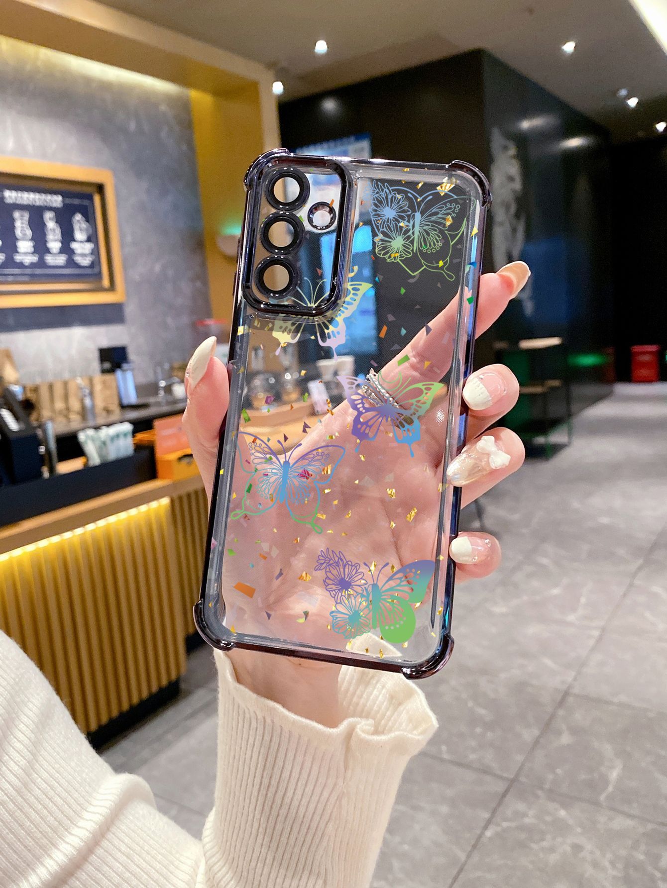 For Samsung Galaxy A15 A05 A35 A55 A14 A34 A33 A53 A73 A32 A56 A36 A06 A16 Beauty Luxury Butterfly Plating Frame Clear Phone Case Anti-shock Cover