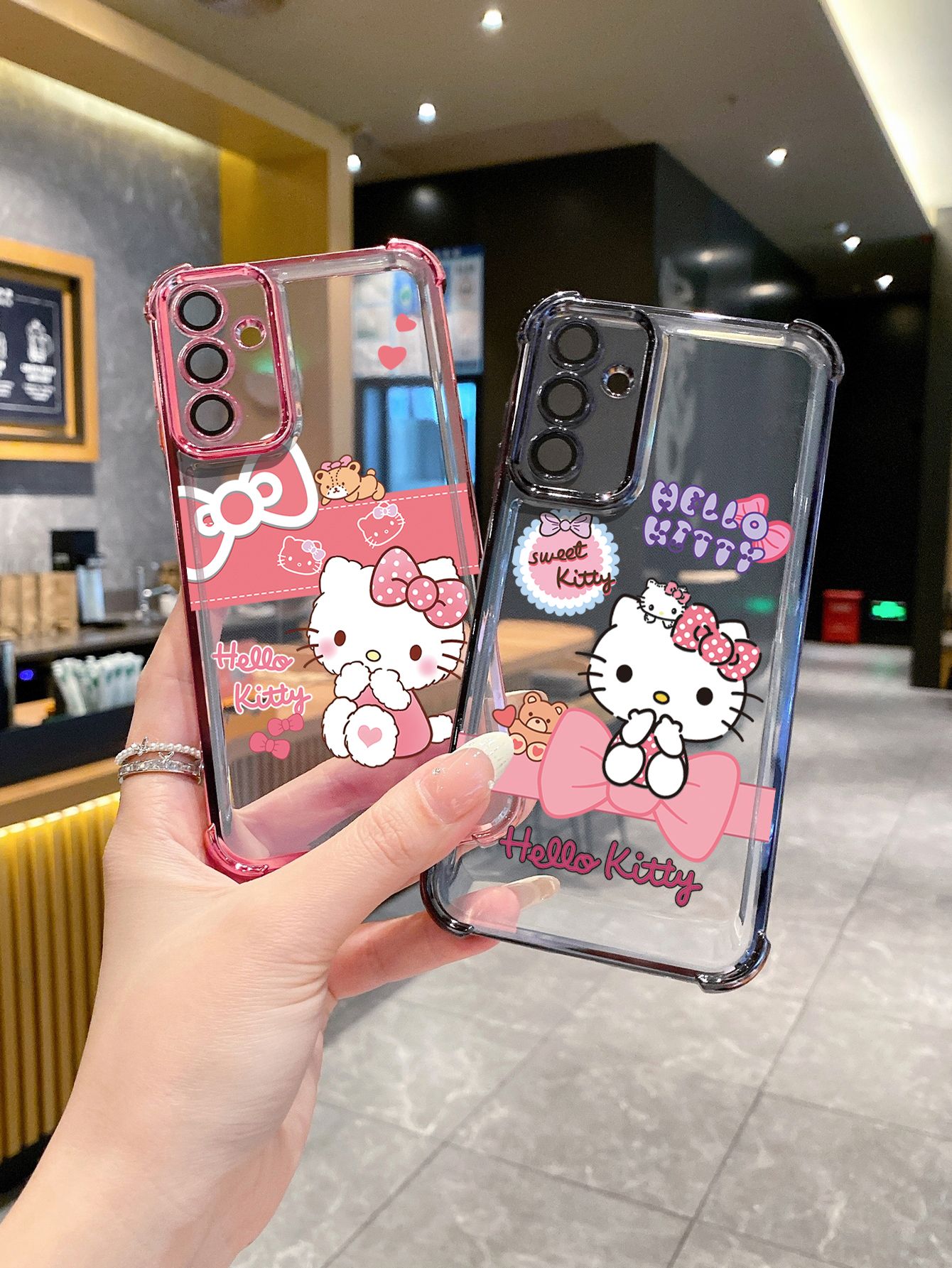 For OPPO A3X A2 Pro A1 A60 A18 A38 A17 A16 A57 A77 4G A59 A98 A78 A58 5G Cartoon Cute HelloKitty Plating Frame Clear Phone Case Anti-shock Cover