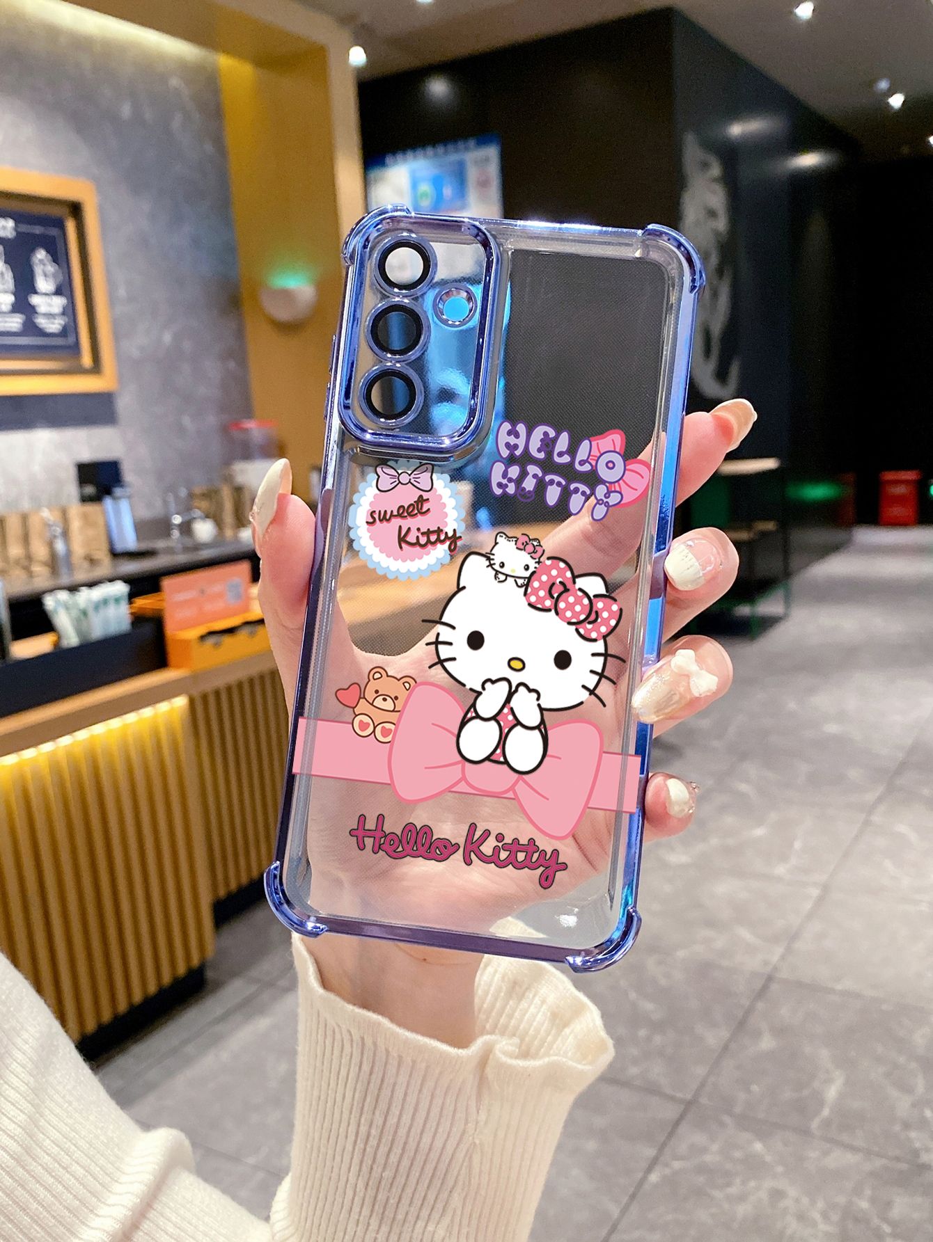 For OPPO A3X A2 Pro A1 A60 A18 A38 A17 A16 A57 A77 4G A59 A98 A78 A58 5G Cartoon Cute HelloKitty Plating Frame Clear Phone Case Anti-shock Cover