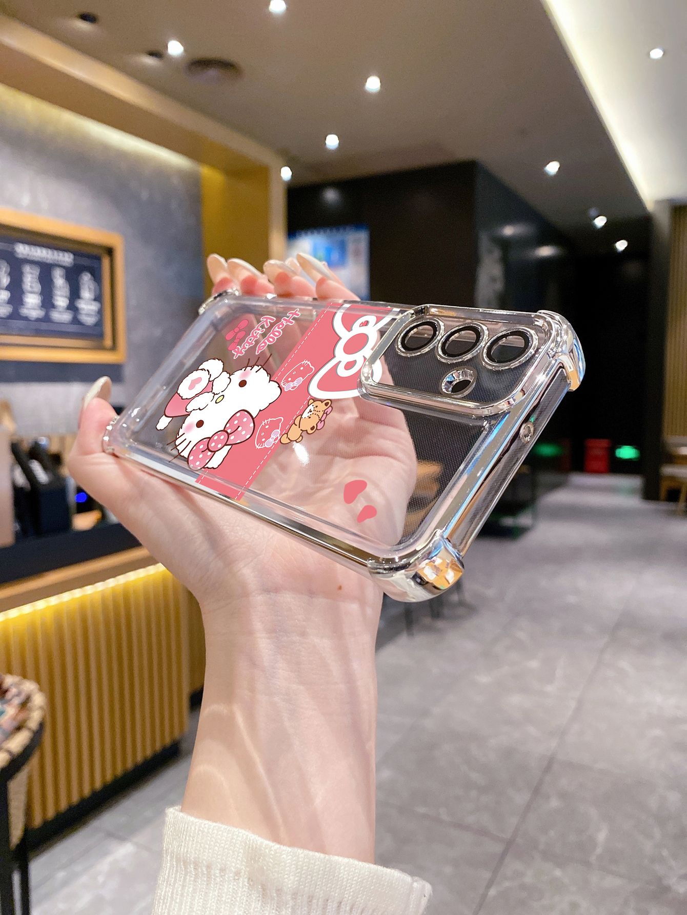 For OPPO A3X A2 Pro A1 A60 A18 A38 A17 A16 A57 A77 4G A59 A98 A78 A58 5G Cartoon Cute HelloKitty Plating Frame Clear Phone Case Anti-shock Cover